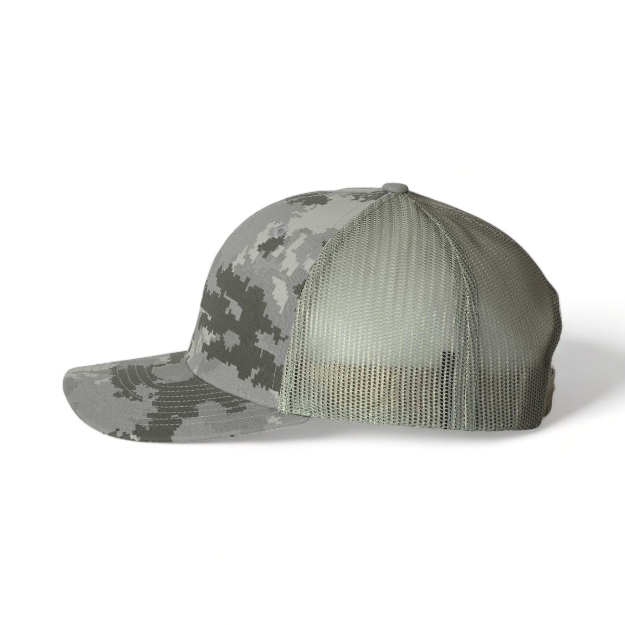 Side view of Richardson 112P custom hat in military digital camo and light green