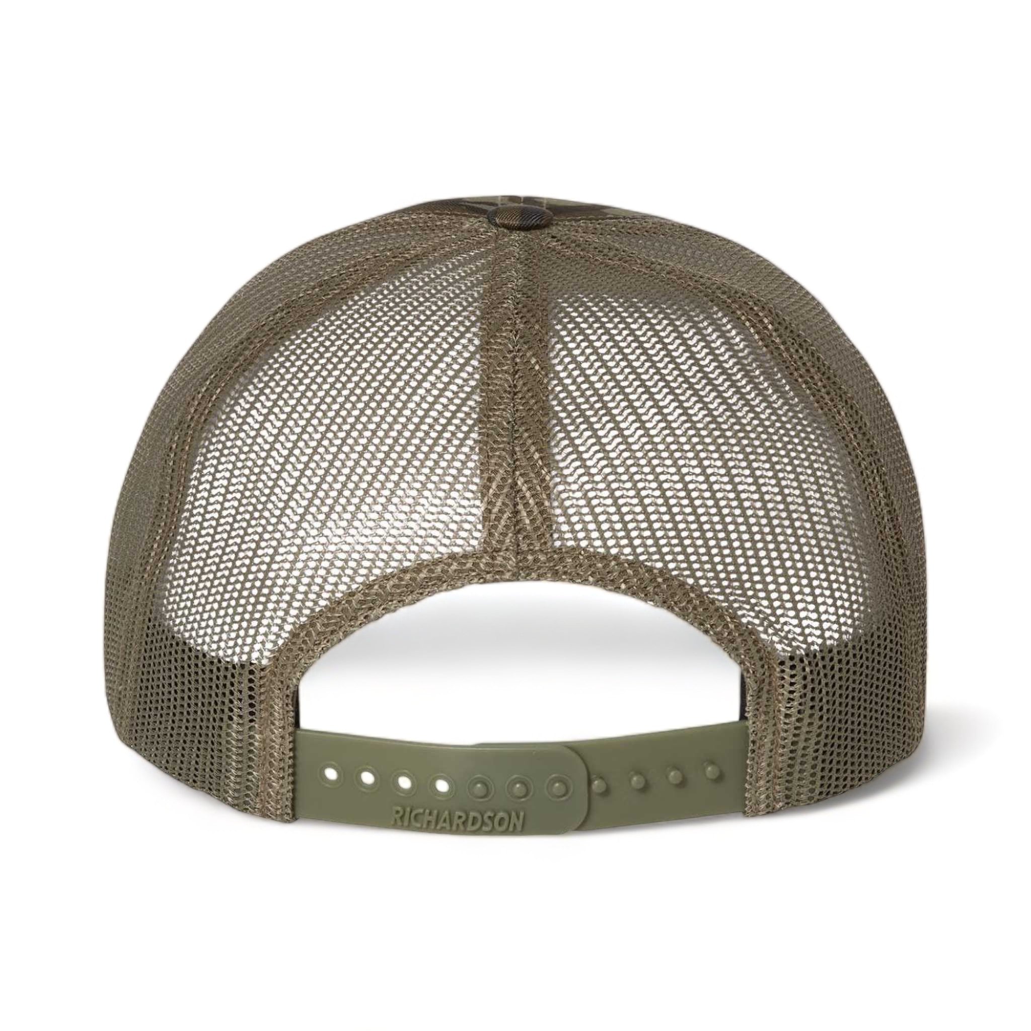 Back view of Richardson 112P custom hat in mossy oak bottomland and loden
