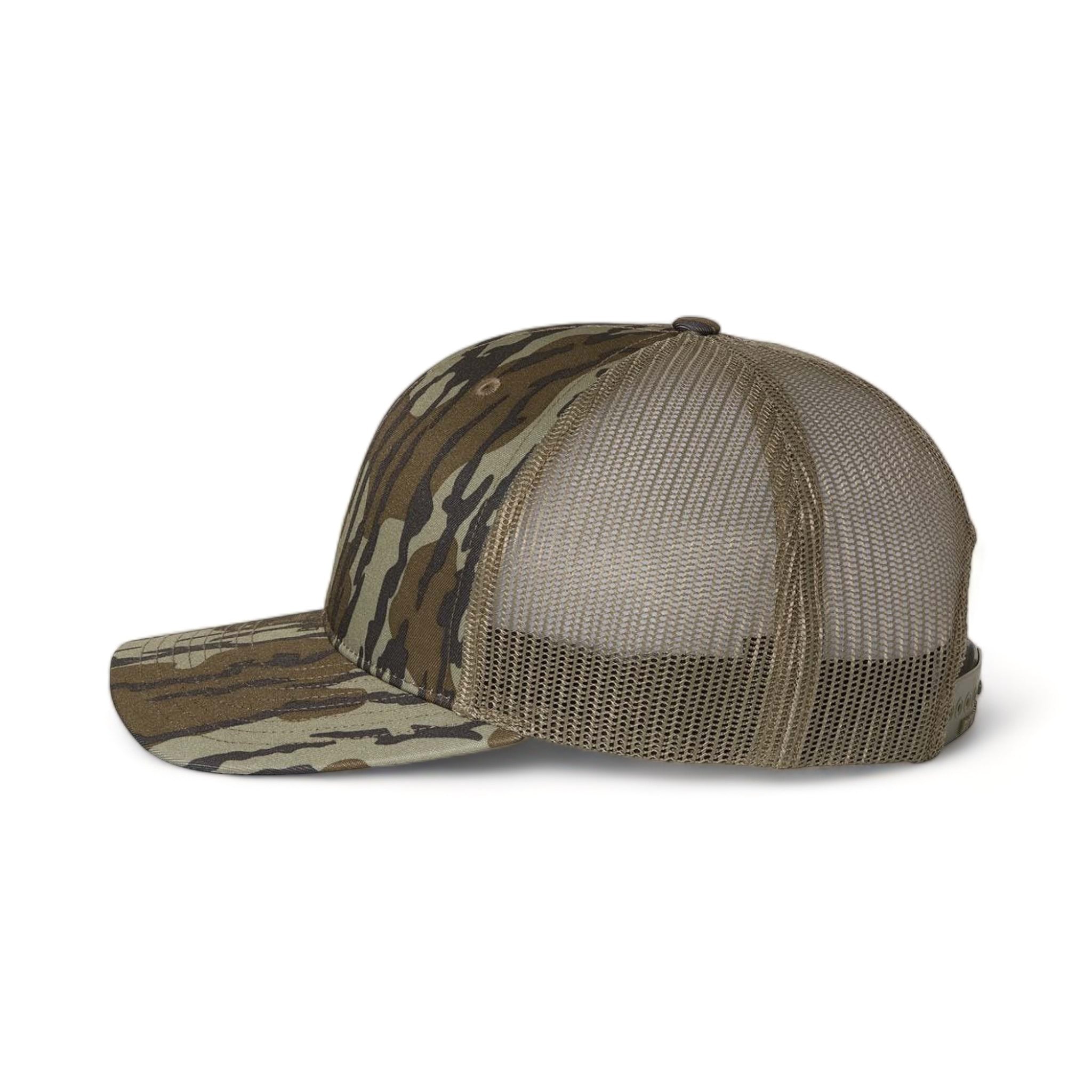 Side view of Richardson 112P custom hat in mossy oak bottomland and loden