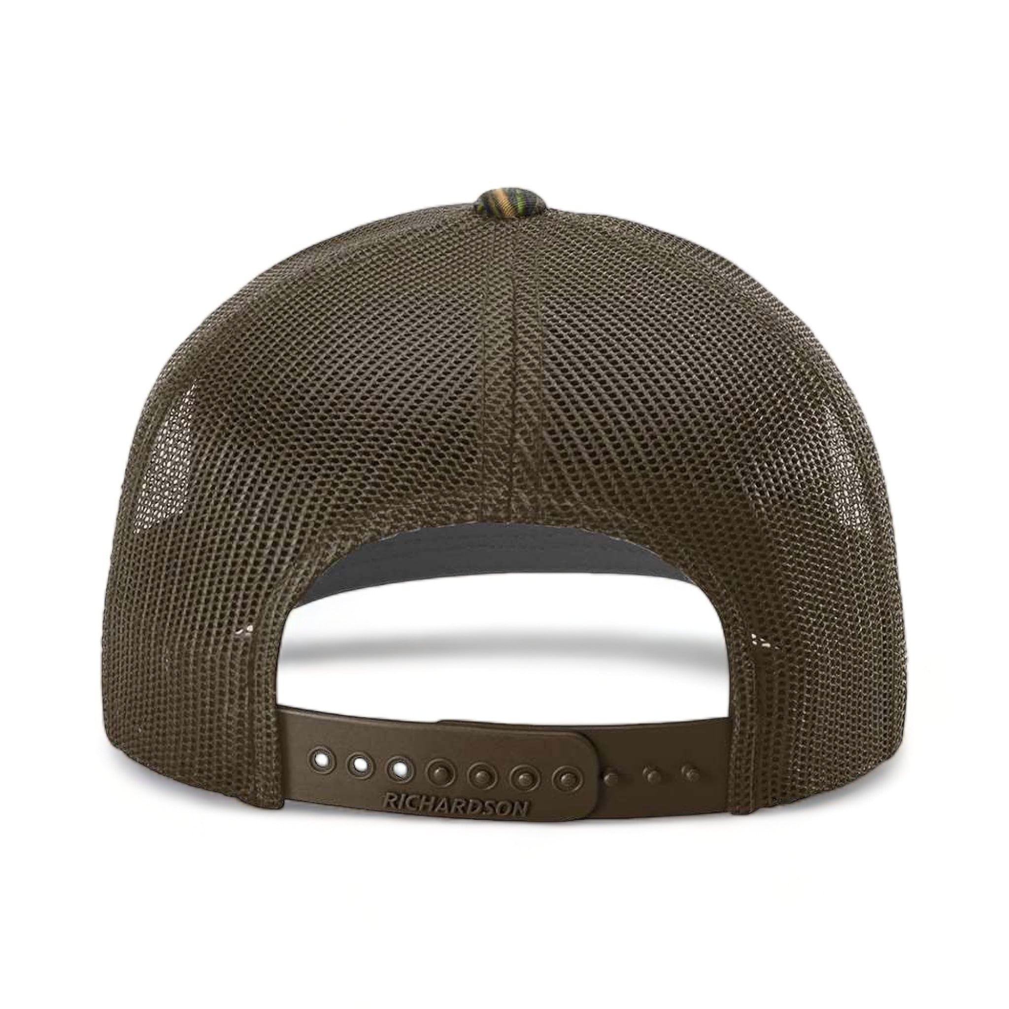 Back view of Richardson 112P custom hat in mossy oak habitat and brown