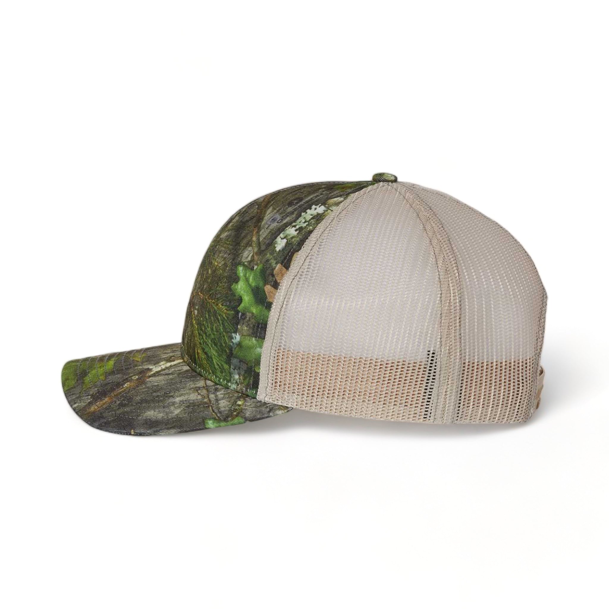 Side view of Richardson 112P custom hat in mossy oak obsession and khaki