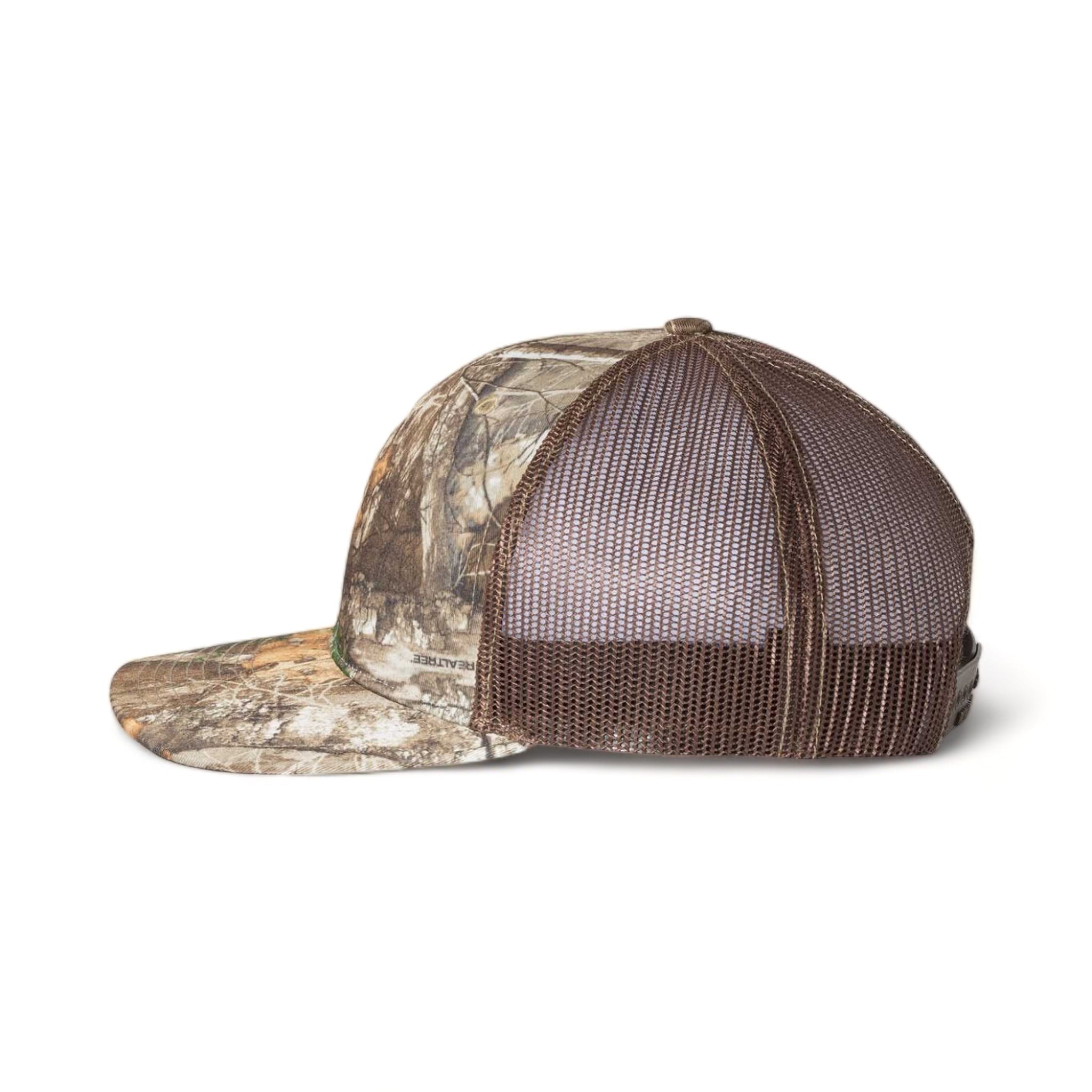 Side view of Richardson 112P custom hat in realtree edge and brown