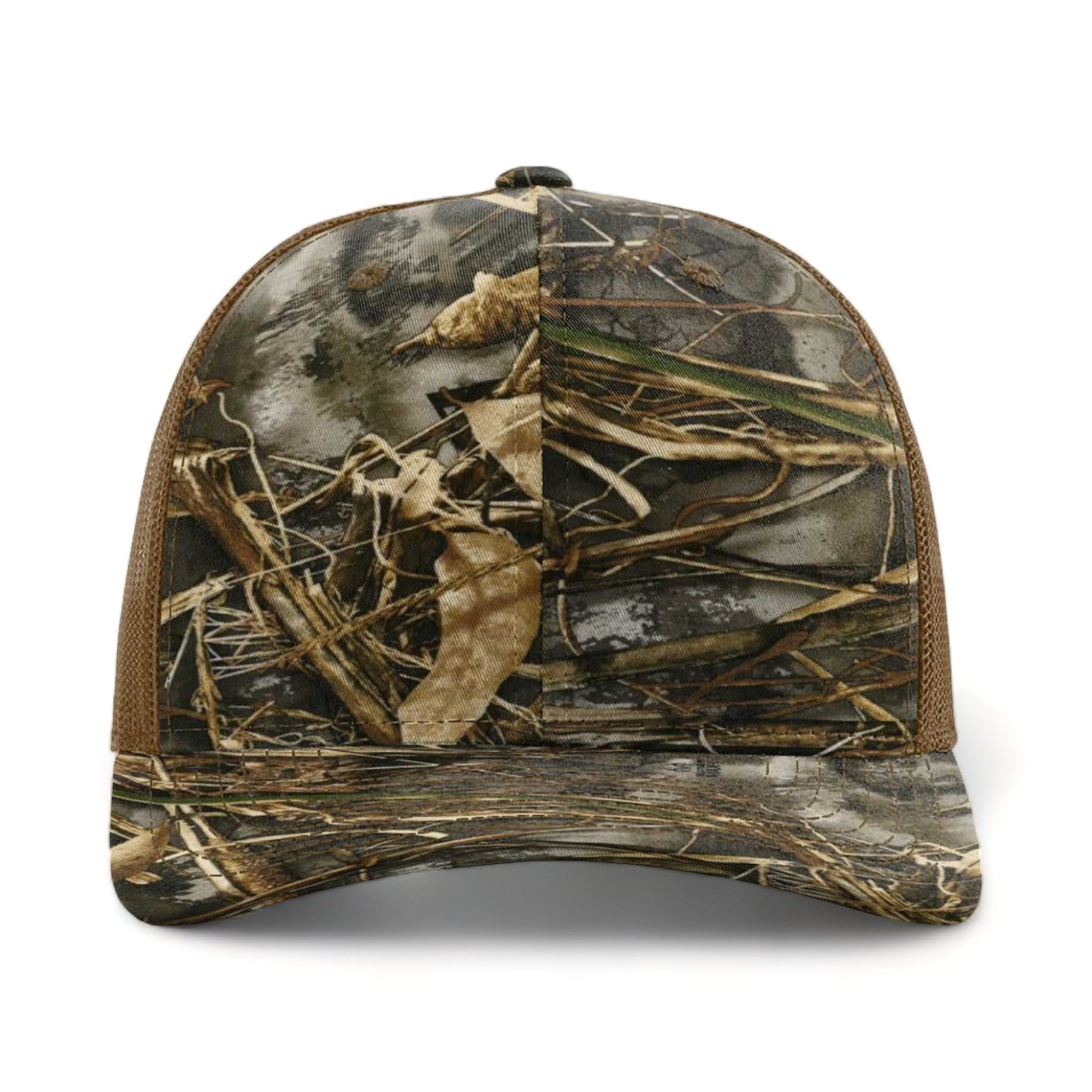 Front view of Richardson 112P custom hat in realtree max 7 and buck