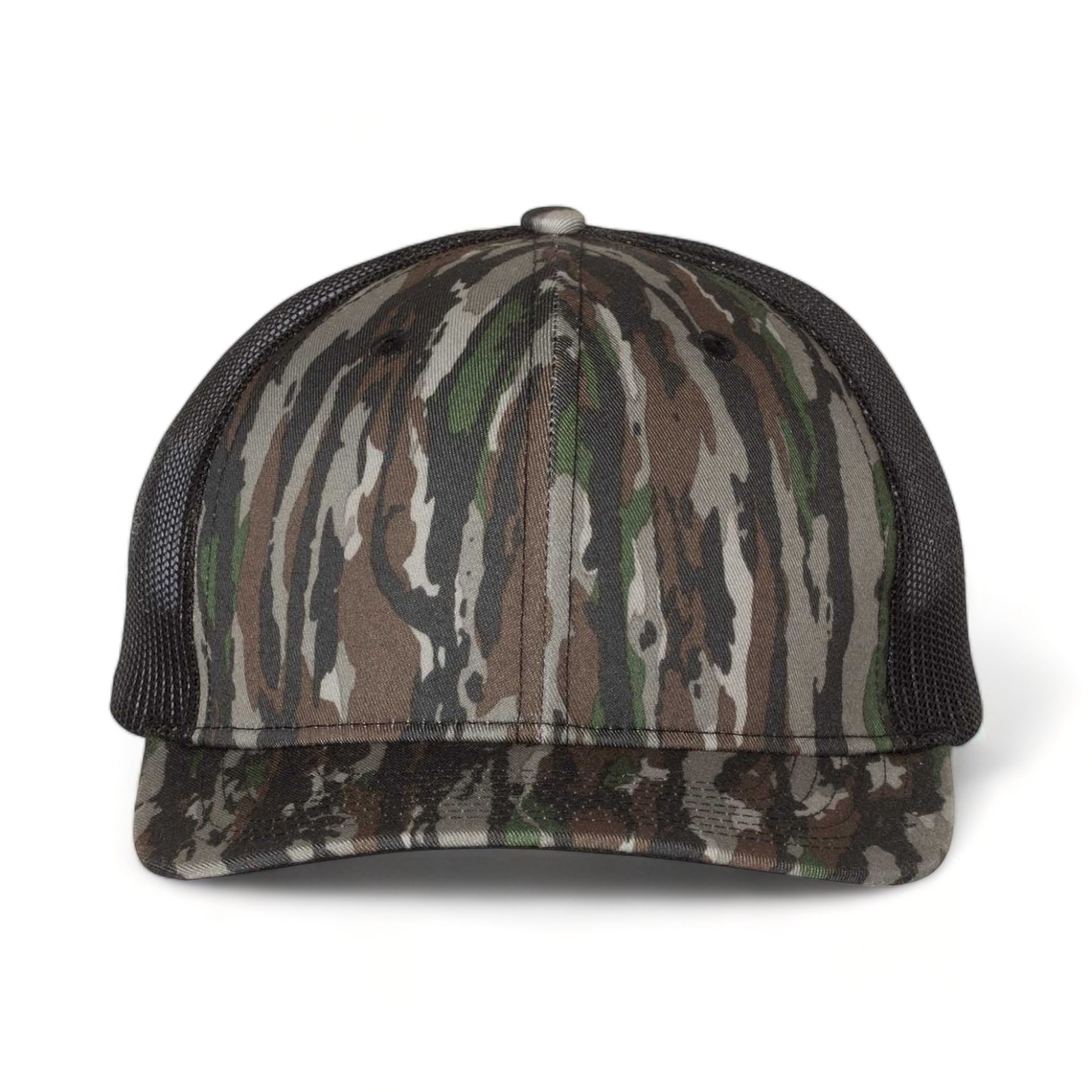Front view of Richardson 112P custom hat in realtree original and black