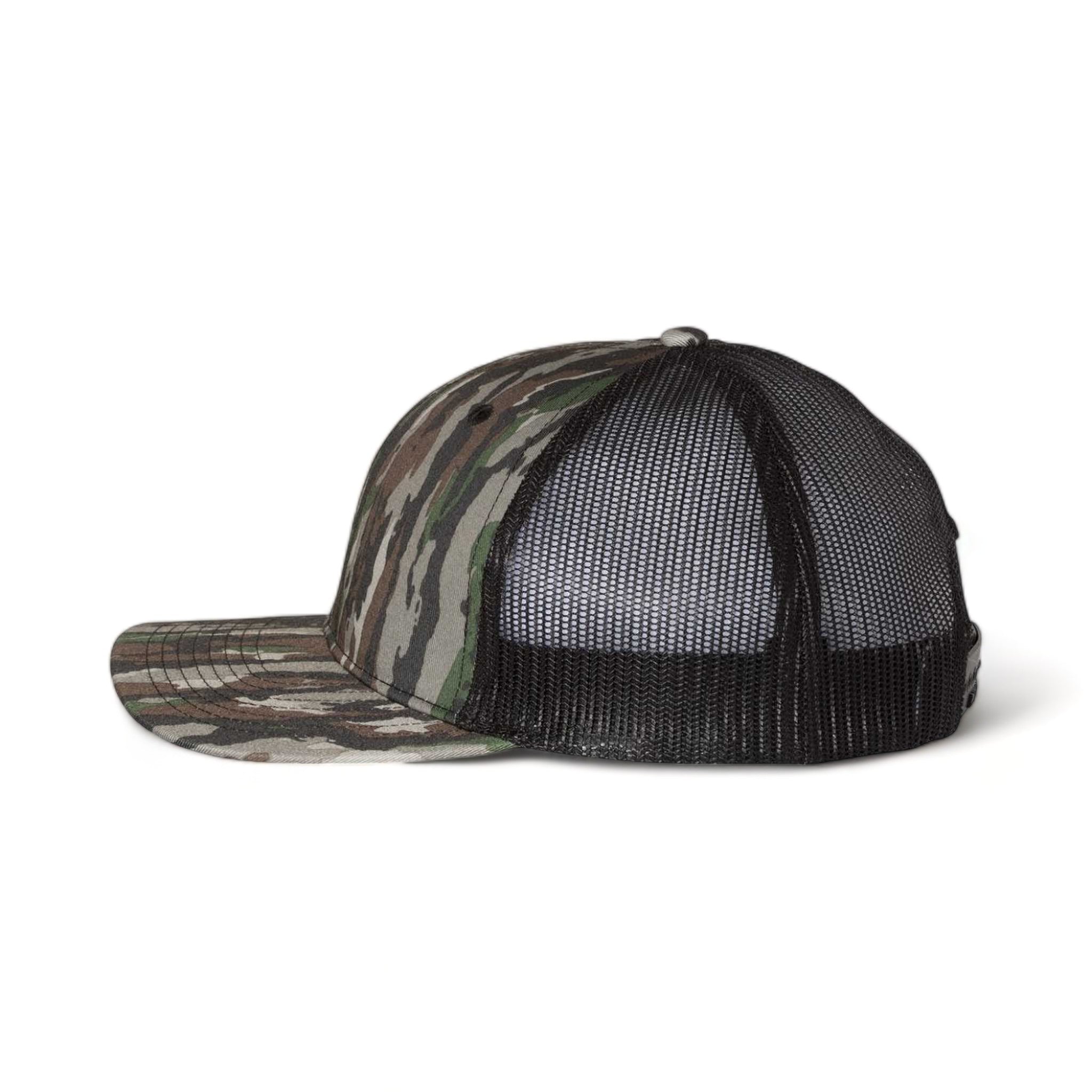 Side view of Richardson 112P custom hat in realtree original and black