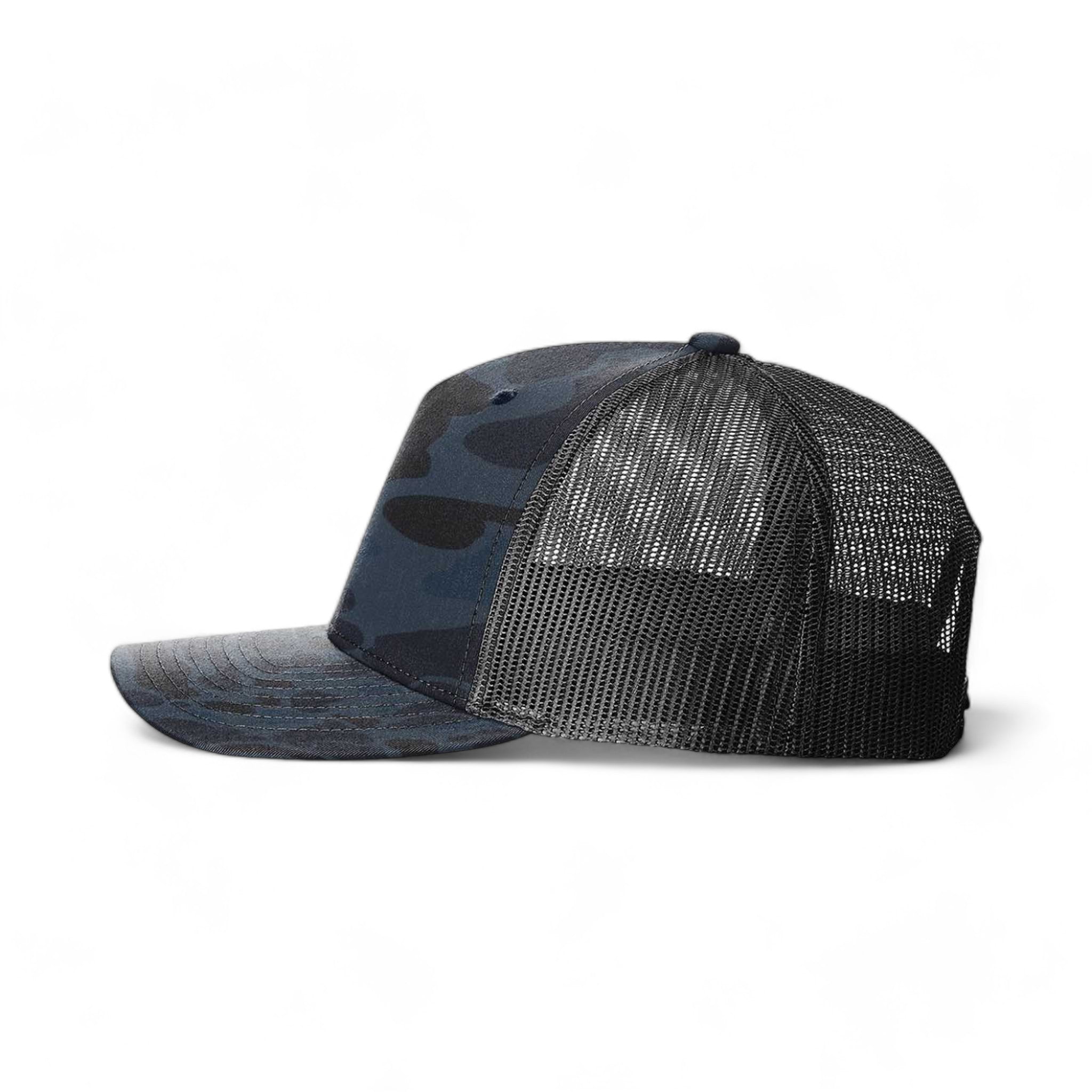 Side view of Richardson 112PFP custom hat in admiral duck camo and black