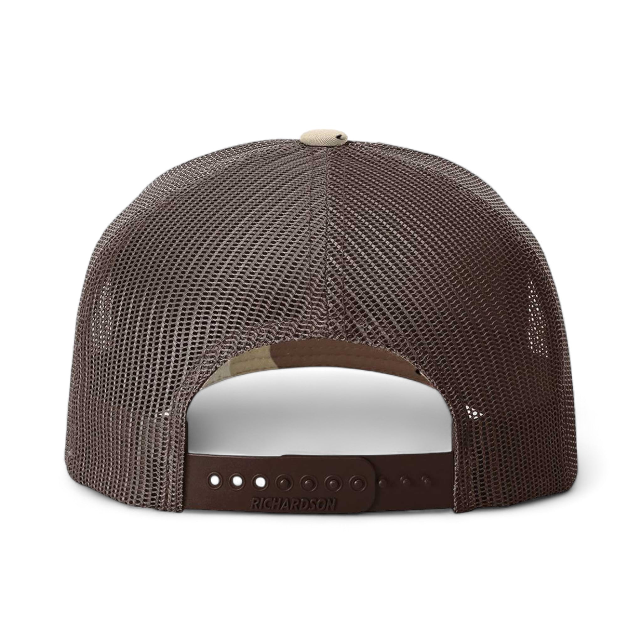 Back view of Richardson 112PFP custom hat in desert camo and brown
