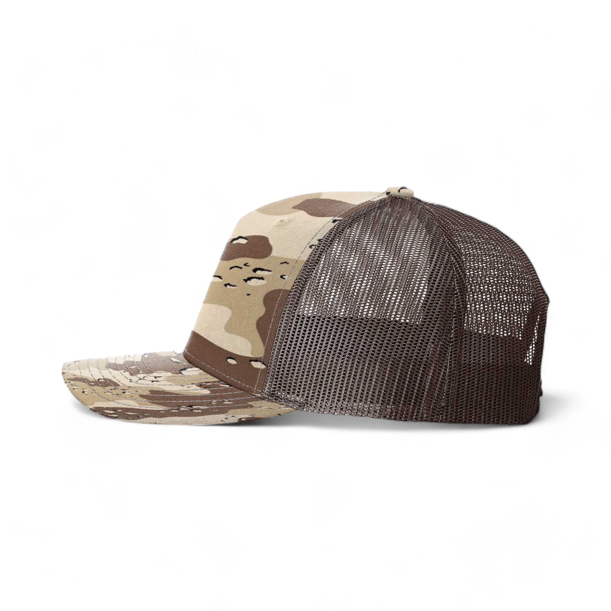 Side view of Richardson 112PFP custom hat in desert camo and brown