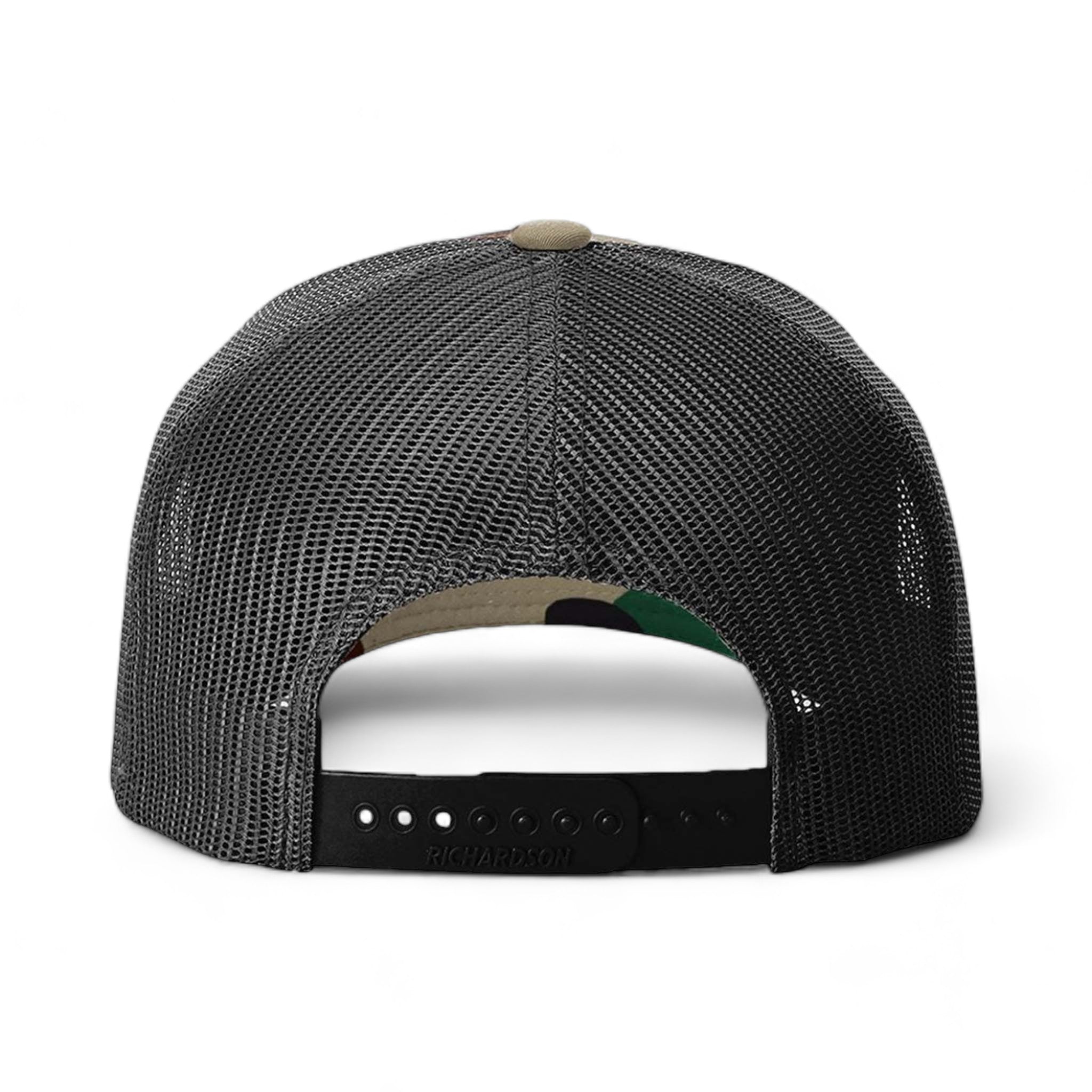 Back view of Richardson 112PFP custom hat in green camo and black
