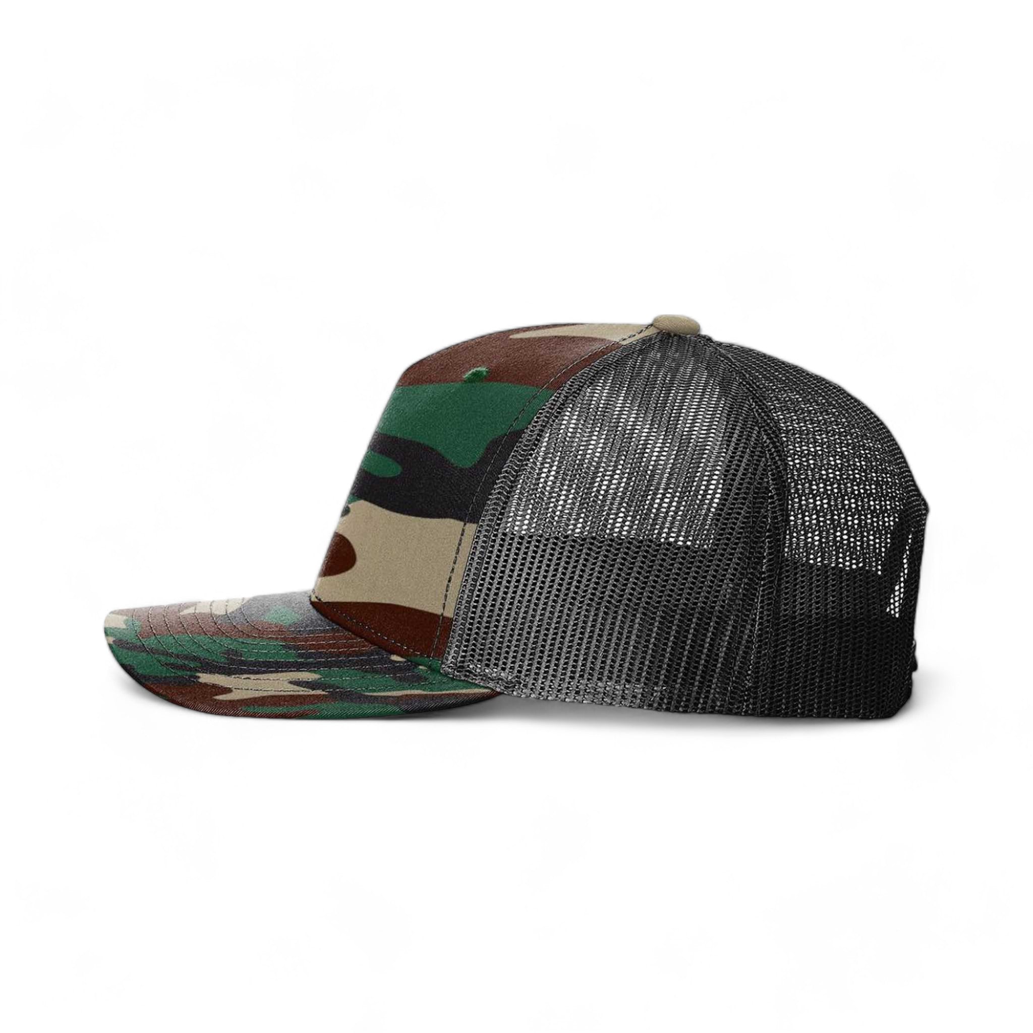 Side view of Richardson 112PFP custom hat in green camo and black