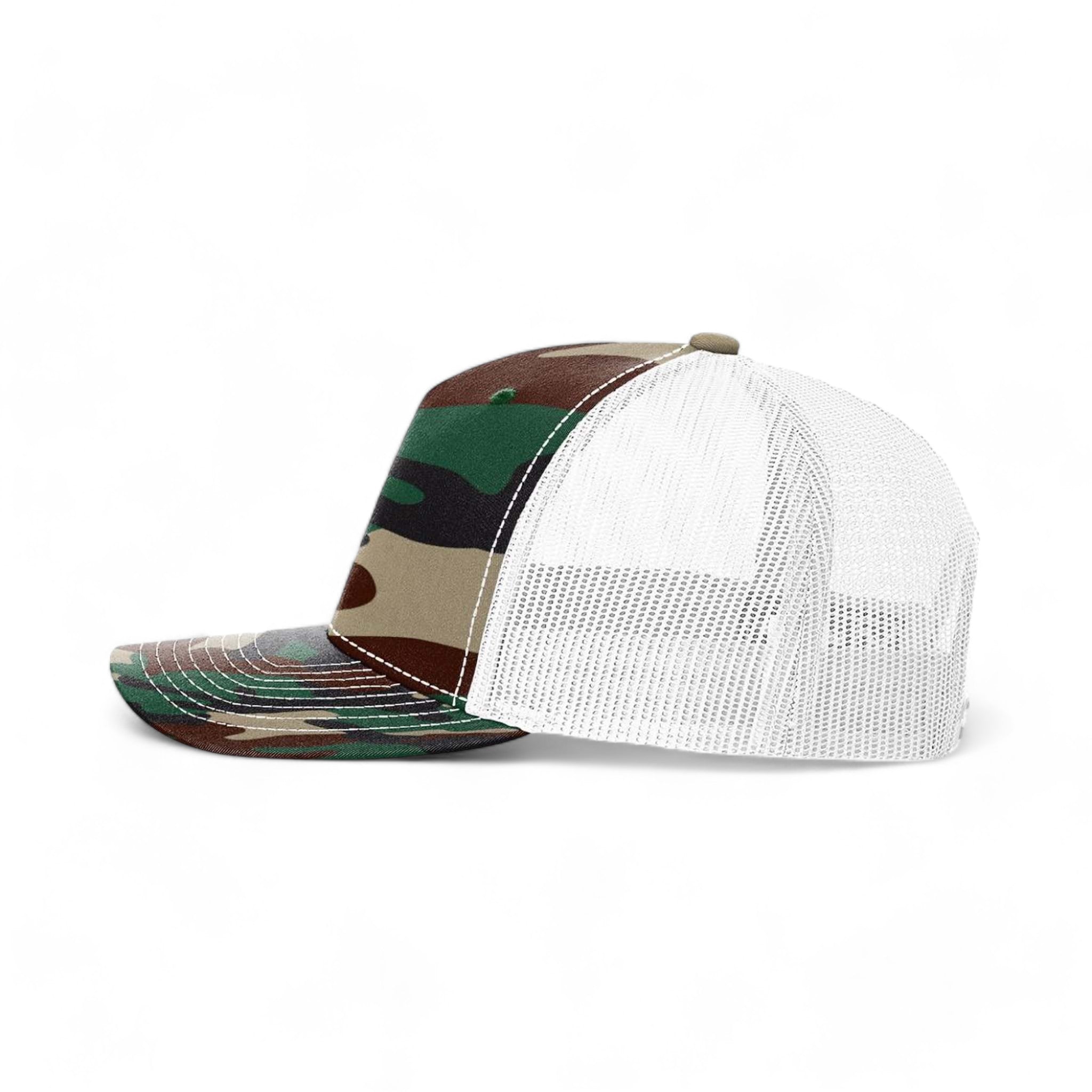 Side view of Richardson 112PFP custom hat in green camo and white