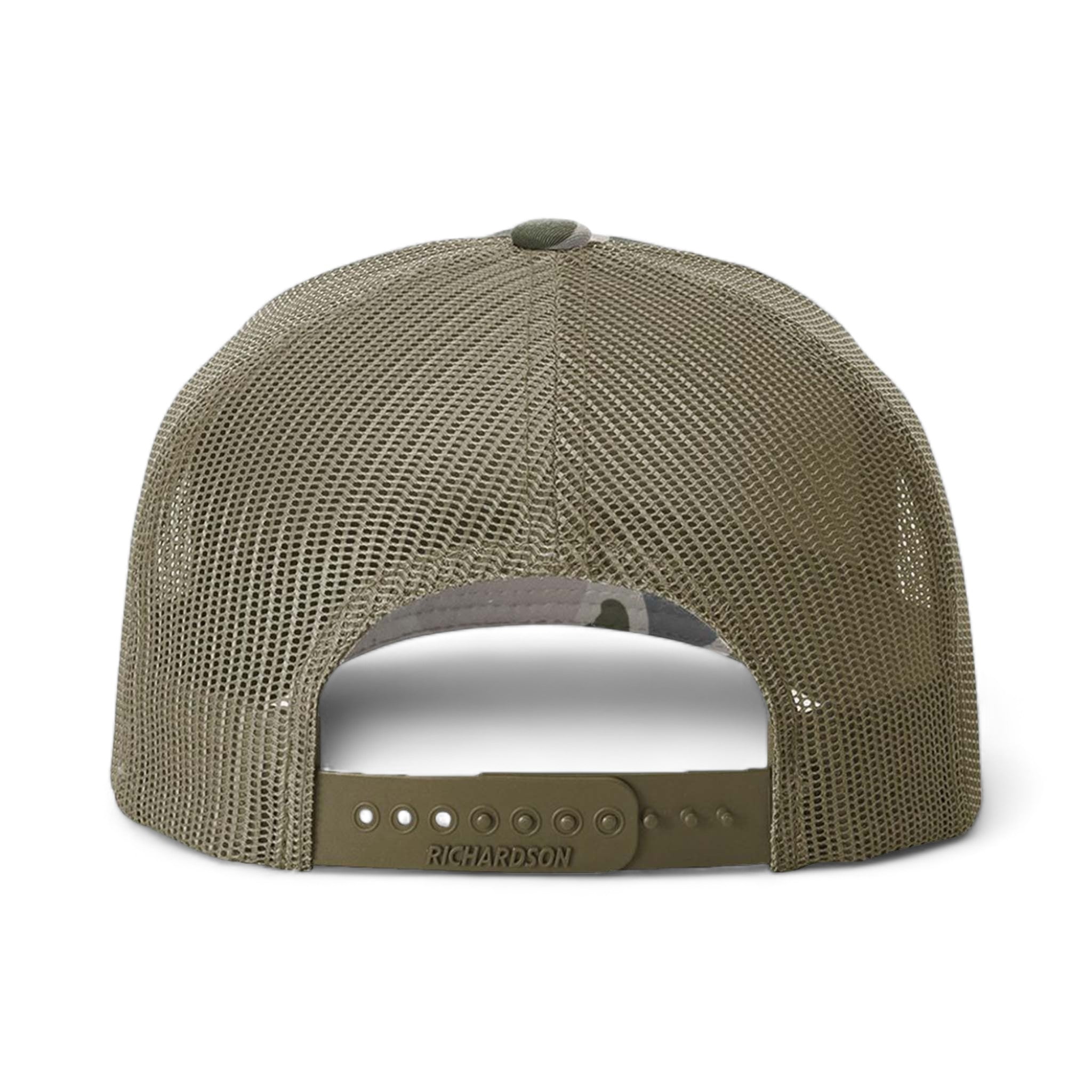 Back view of Richardson 112PFP custom hat in marsh duck camo and loden
