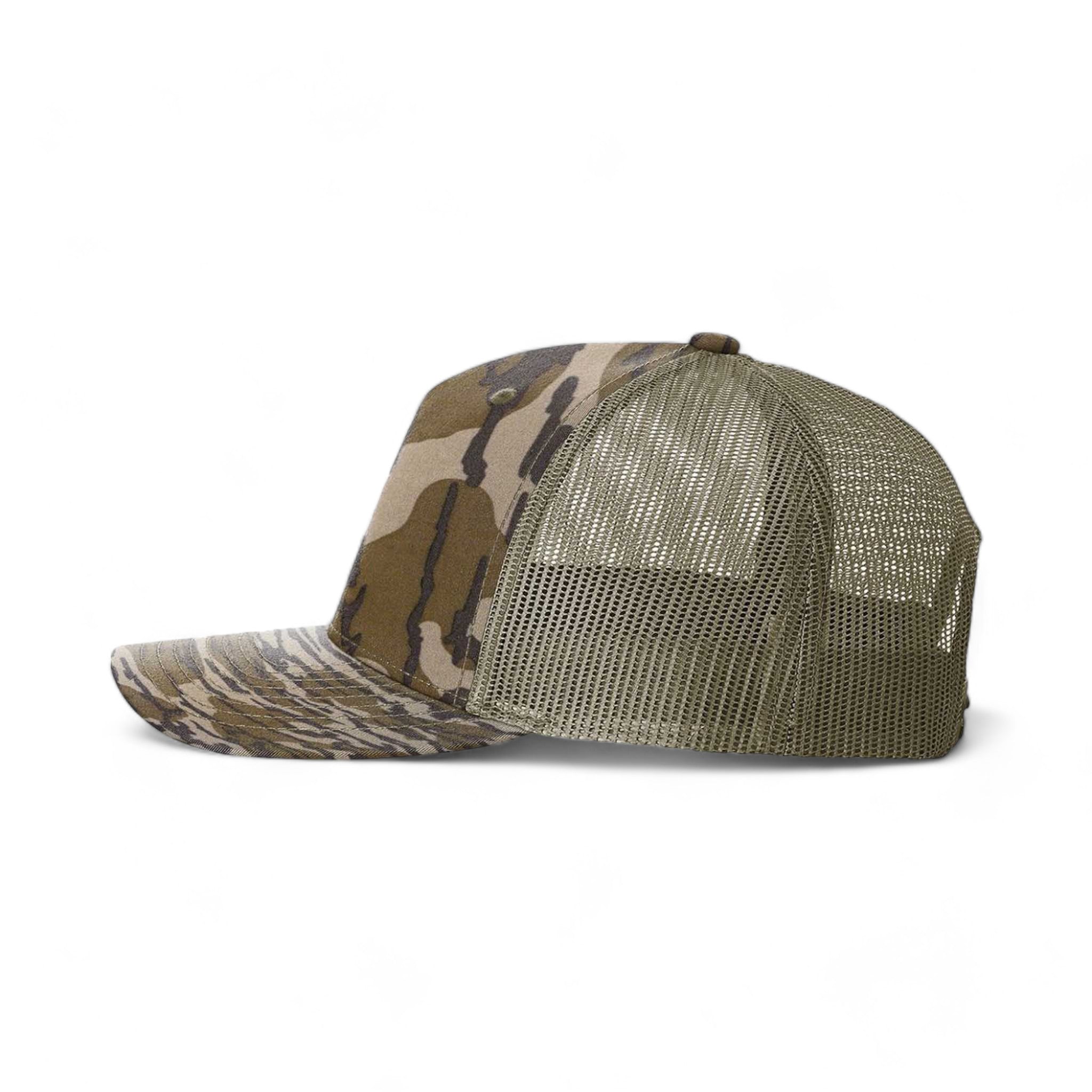 Side view of Richardson 112PFP custom hat in mossy oak bottomland and loden