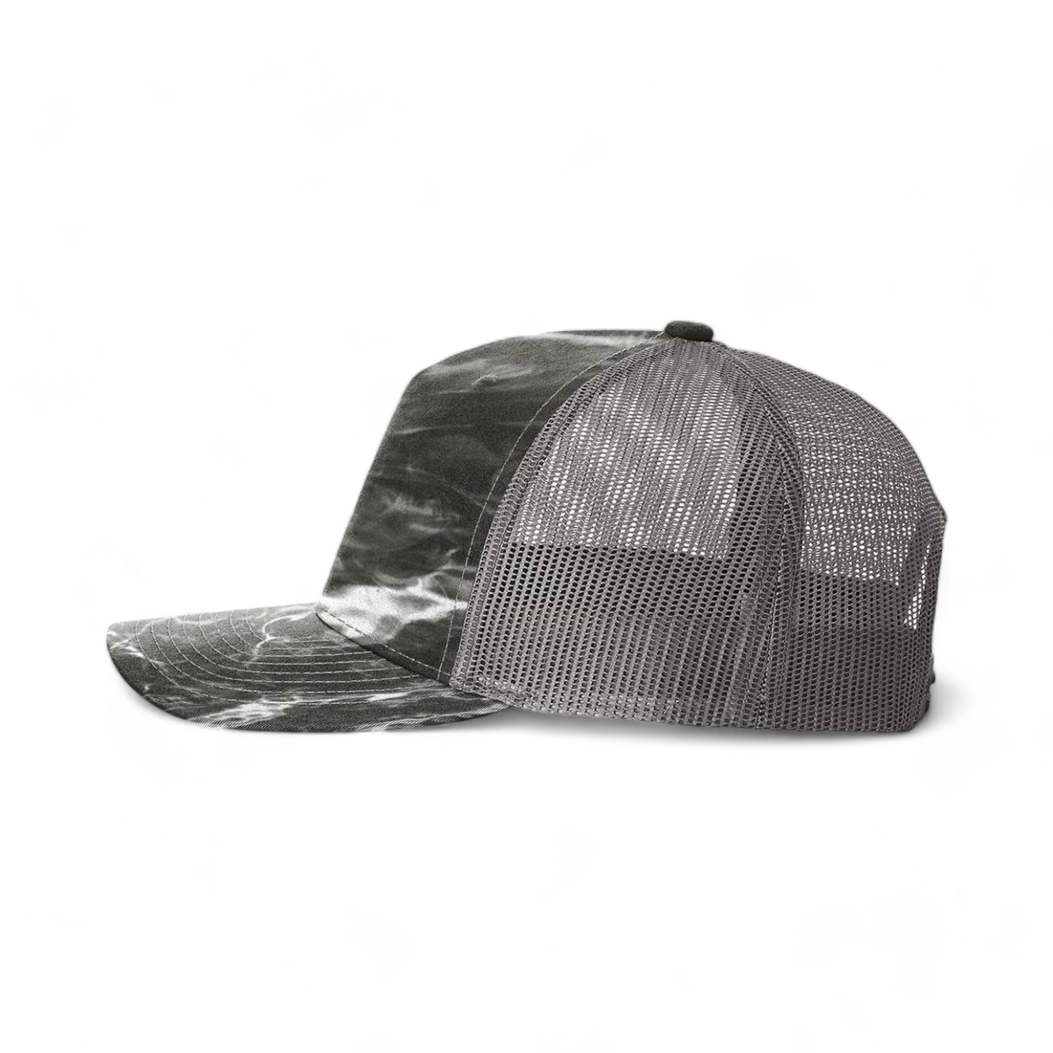 Side view of Richardson 112PFP custom hat in mossy oak elements blacktip and charcoal