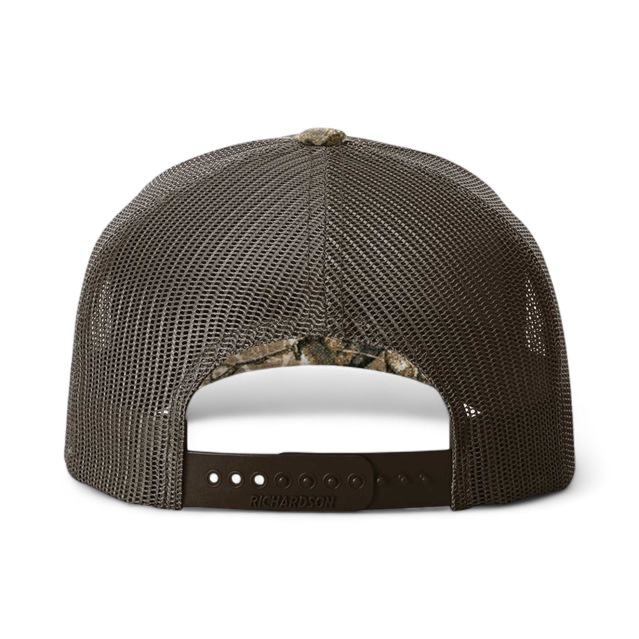 Back view of Richardson 112PFP custom hat in realtree edge and brown