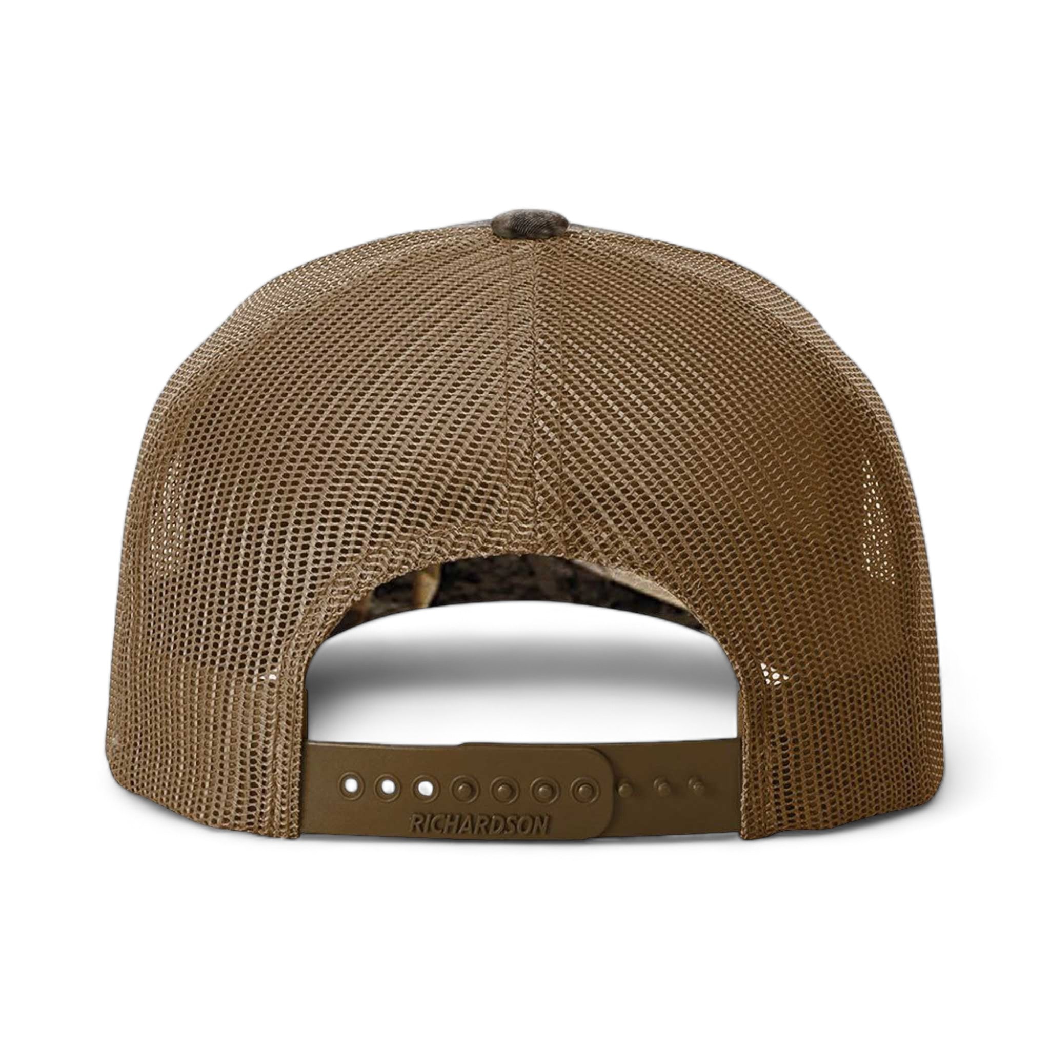 Back view of Richardson 112PFP custom hat in realtree max-7 and buck