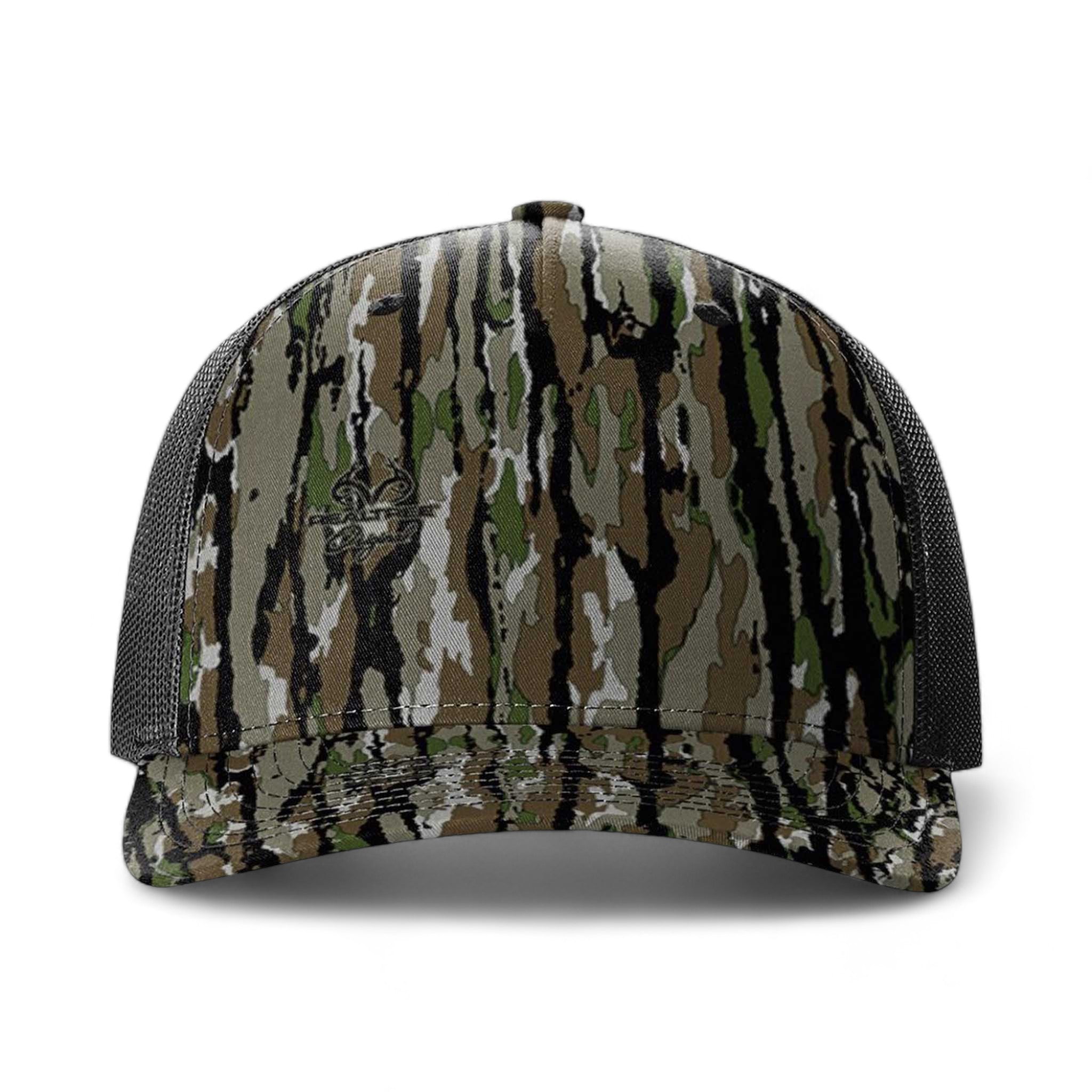 Front view of Richardson 112PFP custom hat in realtree original and black