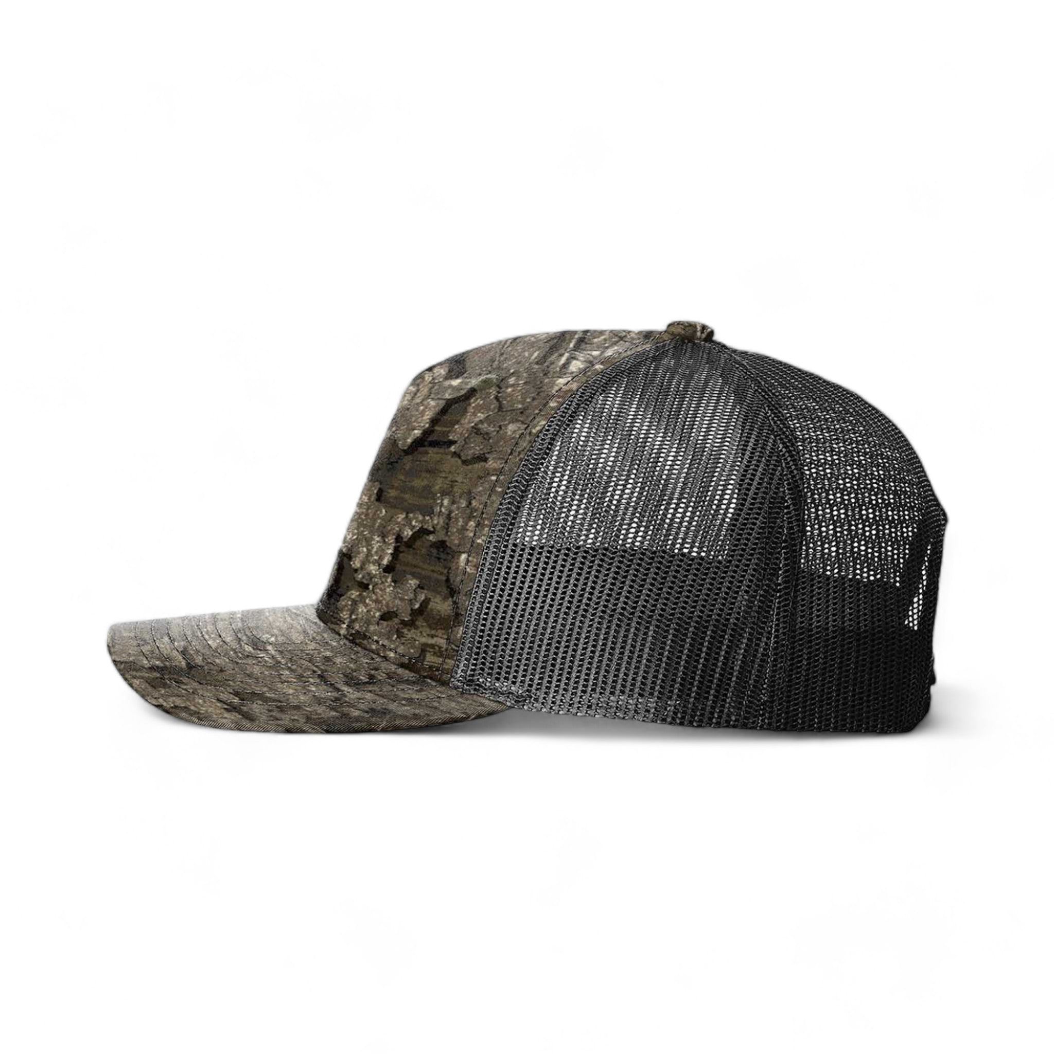 Side view of Richardson 112PFP custom hat in realtree timber and black