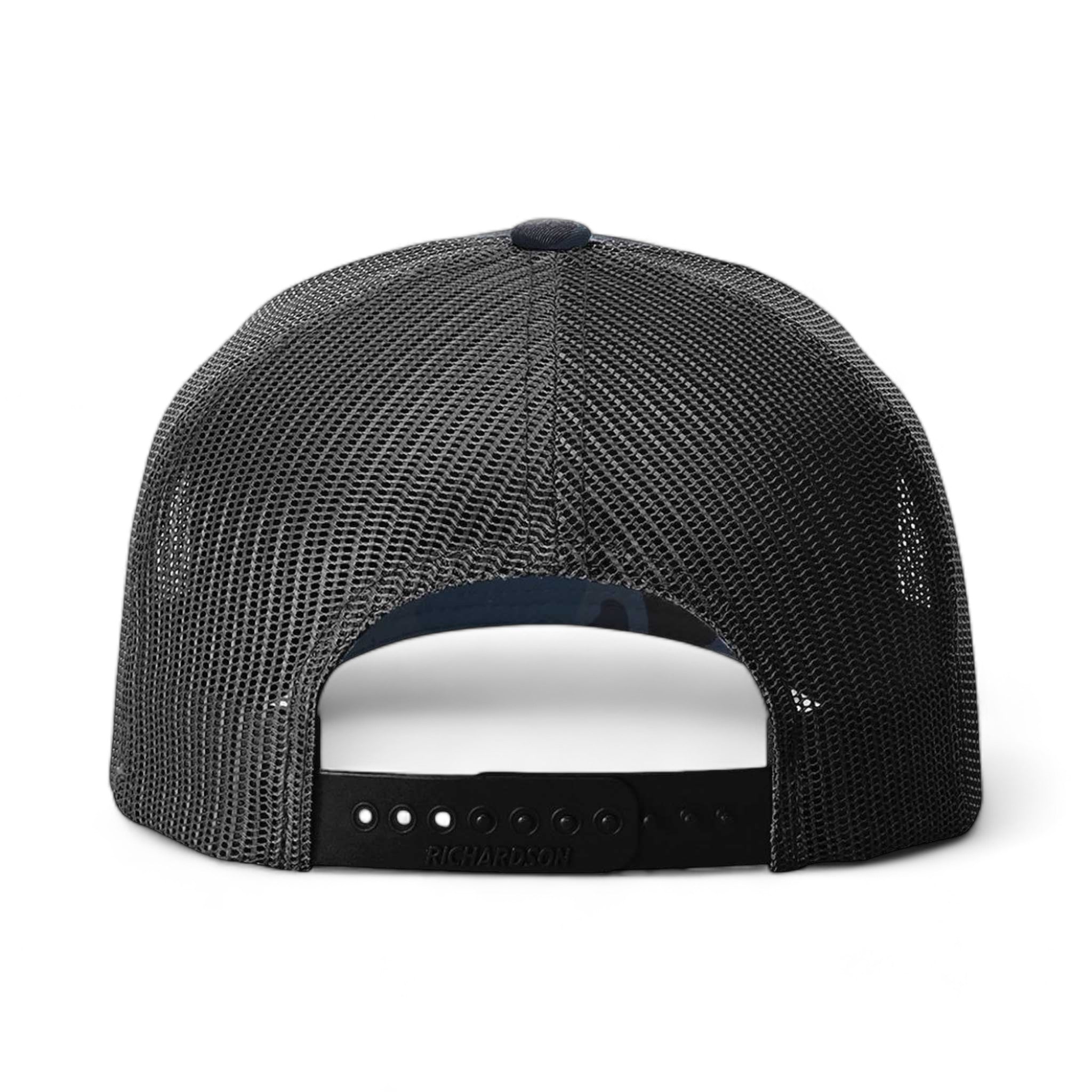 Back view of Richardson 112PFP custom hat in admiral duck camo and black