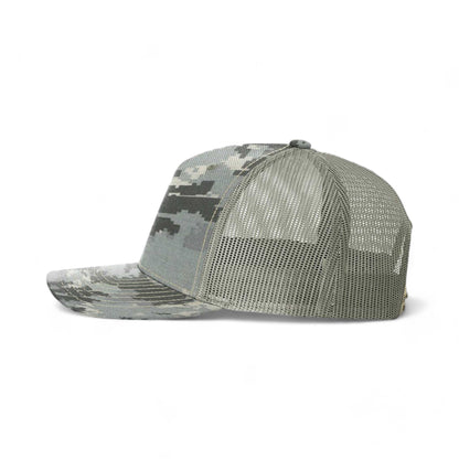 Side view of Richardson 112PFP custom hat in digital camo and light green