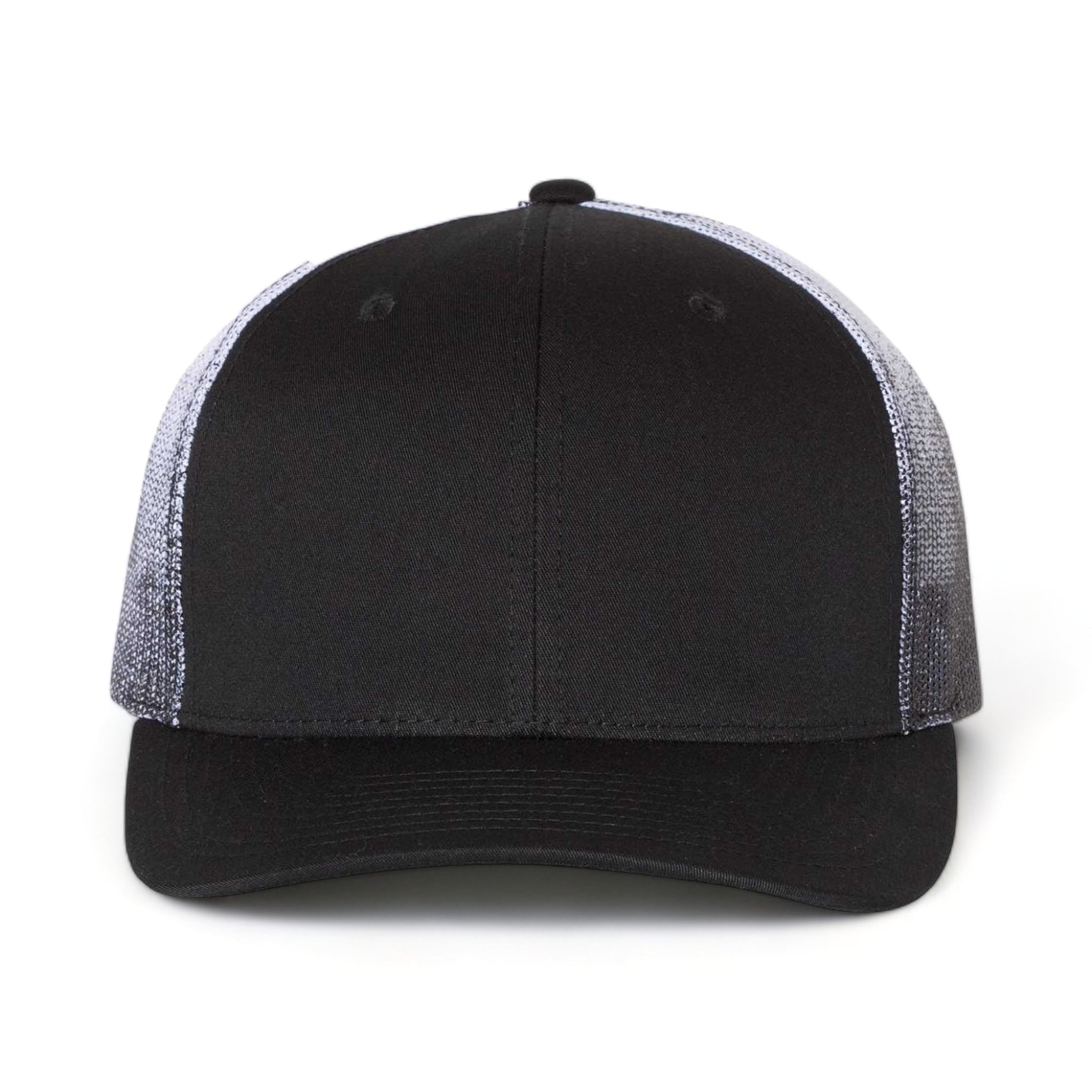 Front view of Richardson 112PM custom hat in black and black to white fade