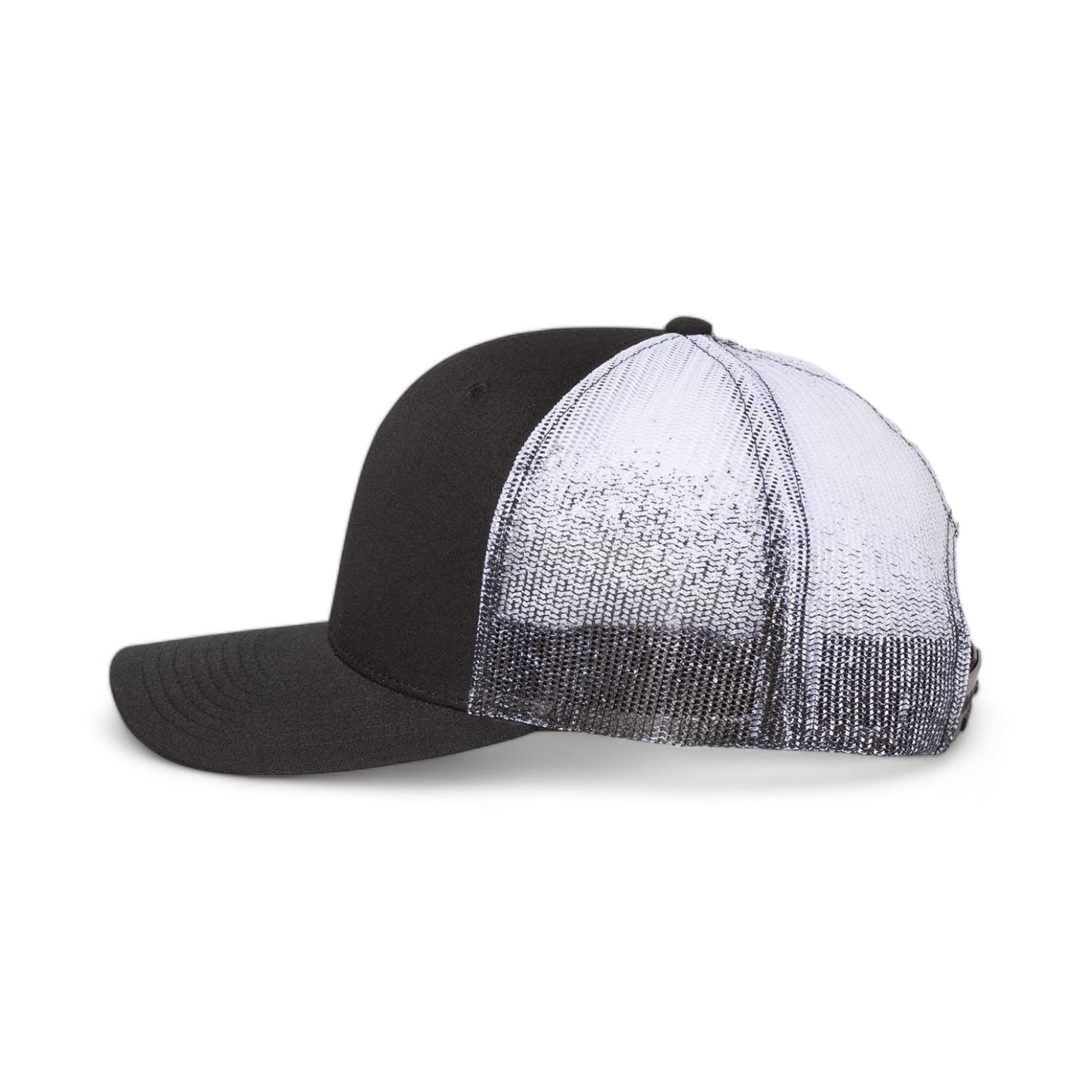 Side view of Richardson 112PM custom hat in black and black to white fade