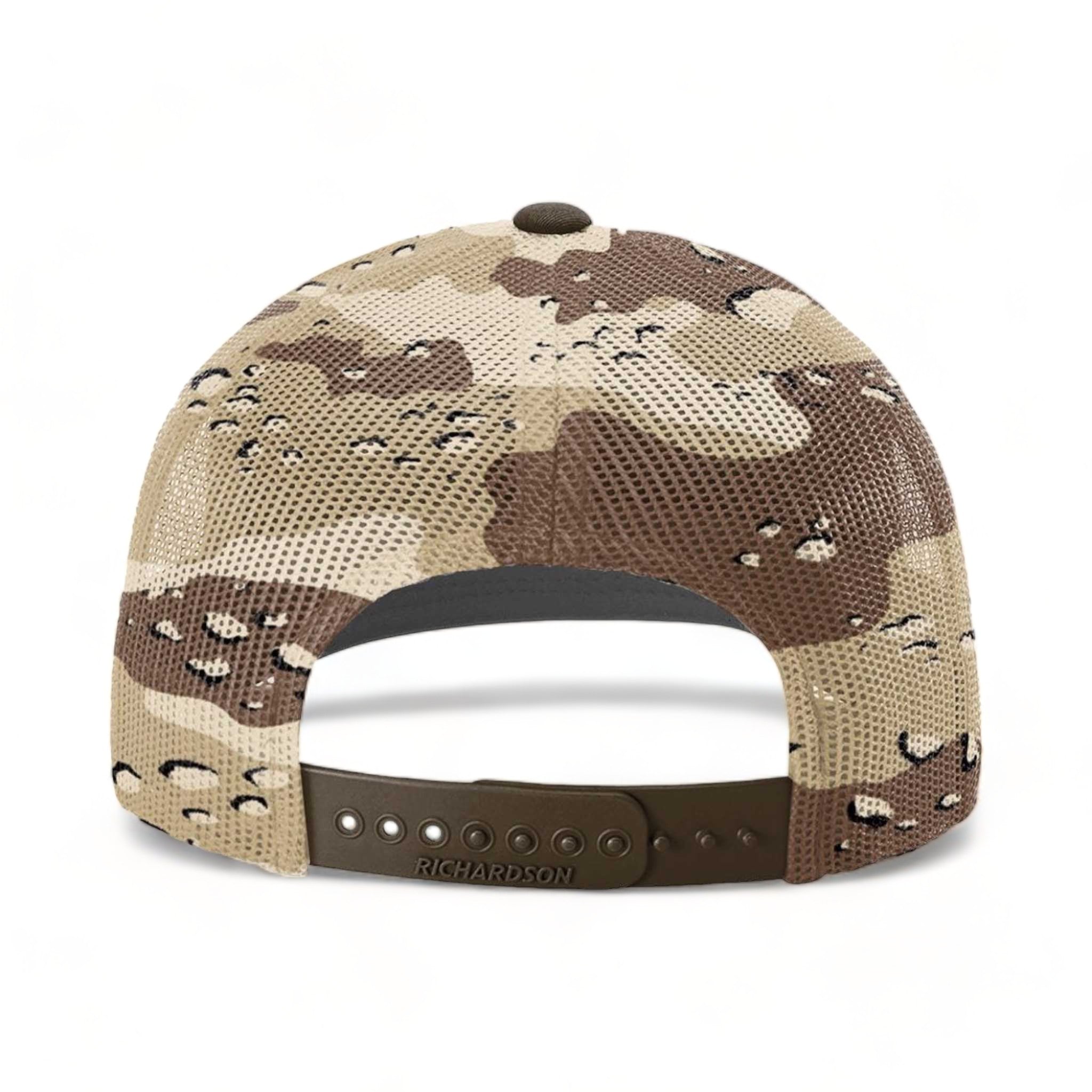 Back view of Richardson 112PM custom hat in brown and desert camo