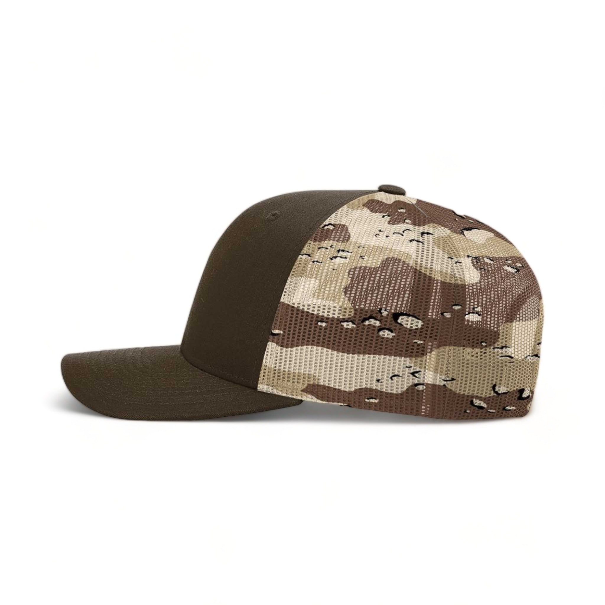 Side view of Richardson 112PM custom hat in brown and desert camo