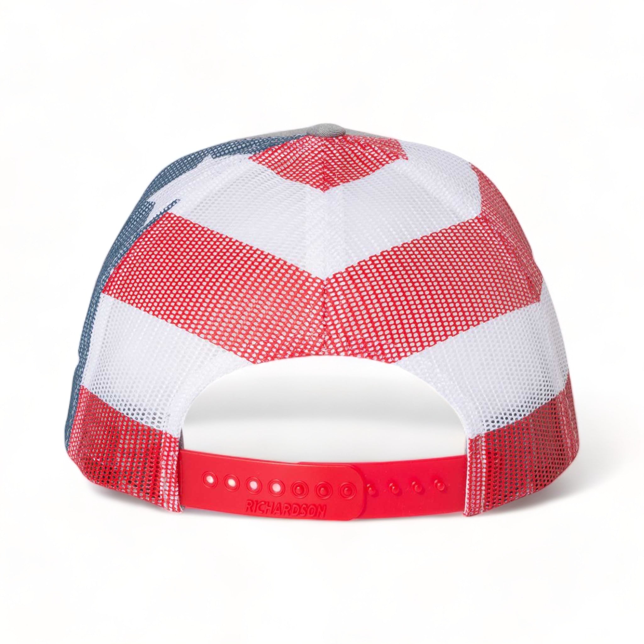 Back view of Richardson 112PM custom hat in heather grey and stars & stripes