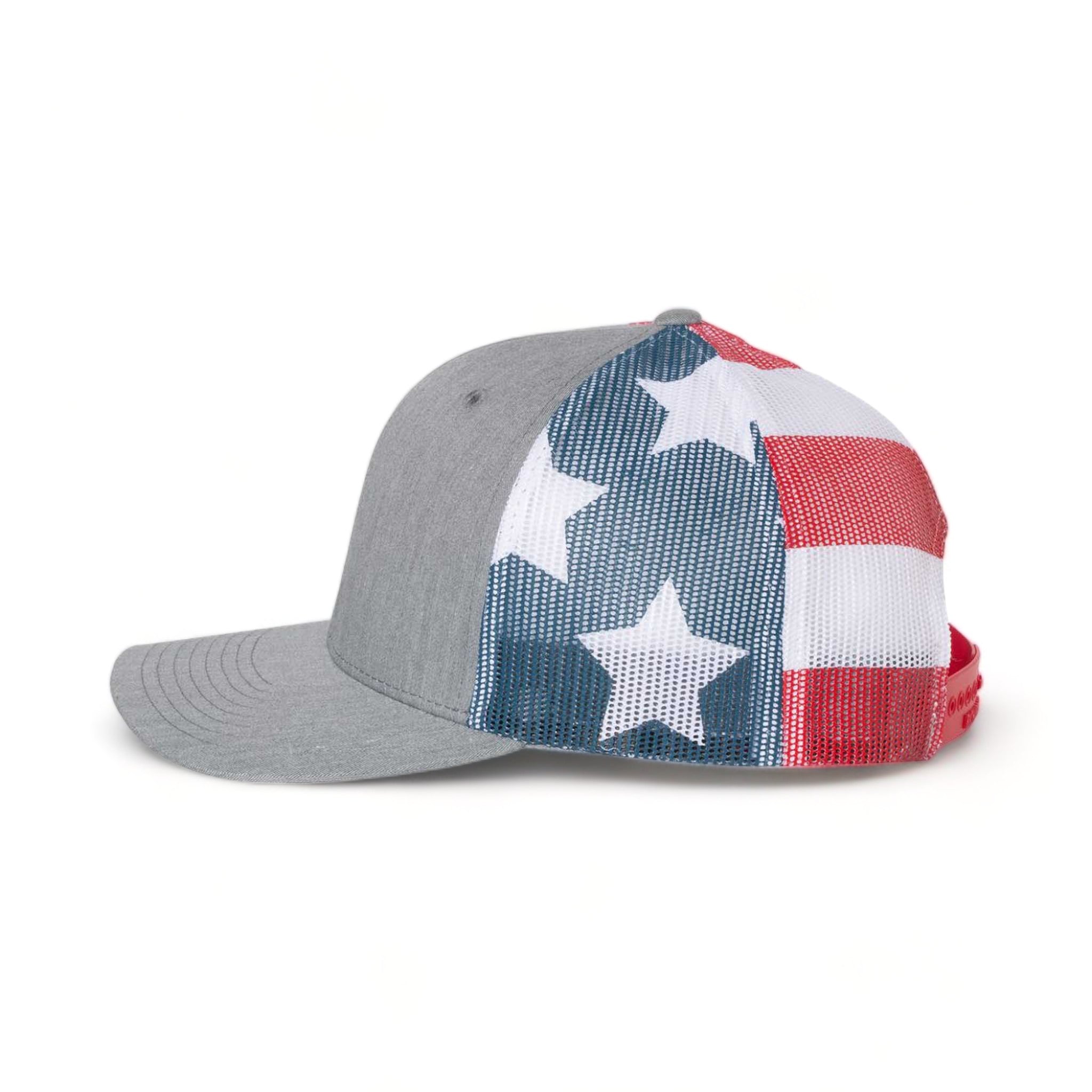 Side view of Richardson 112PM custom hat in heather grey and stars & stripes