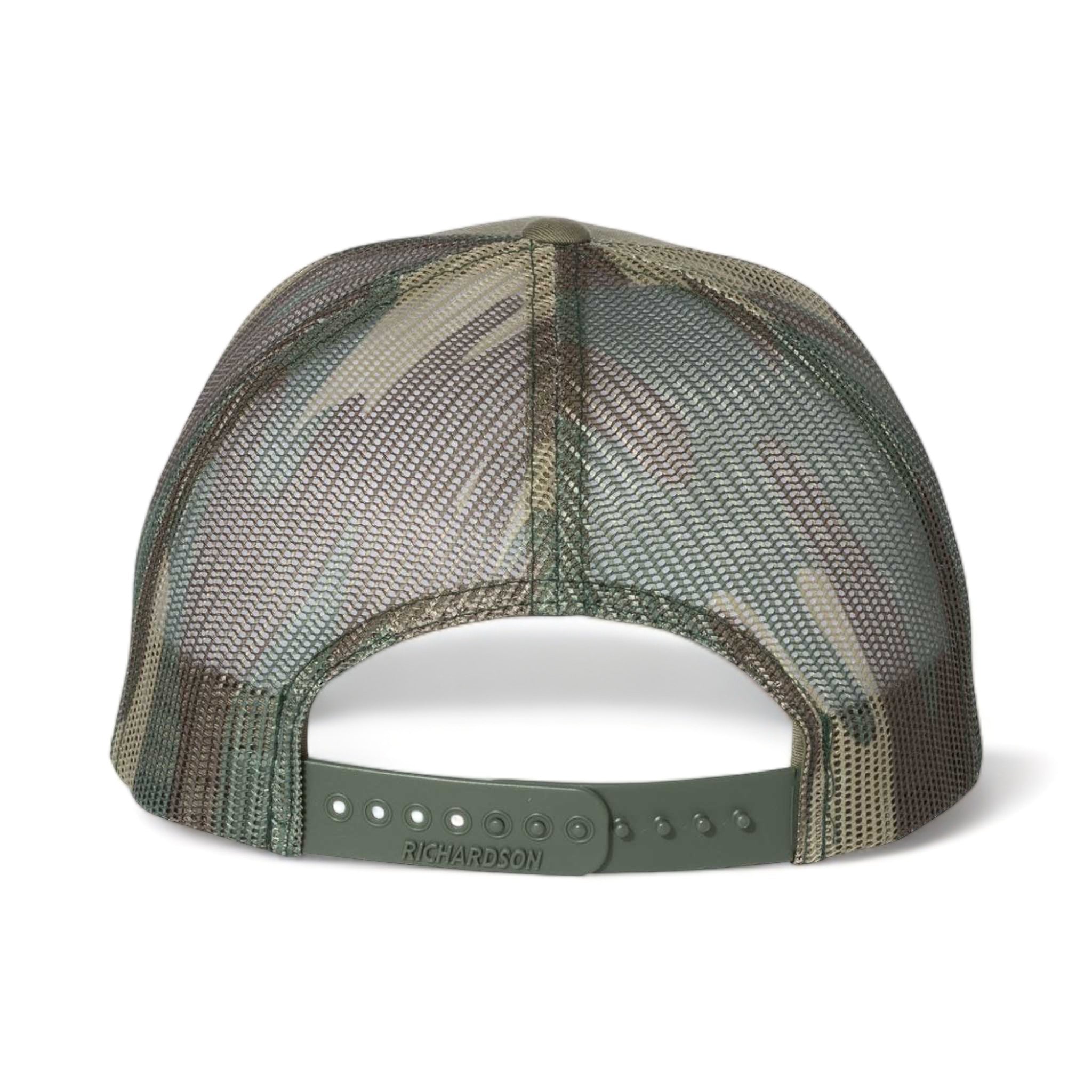 Back view of Richardson 112PM custom hat in loden and green camo