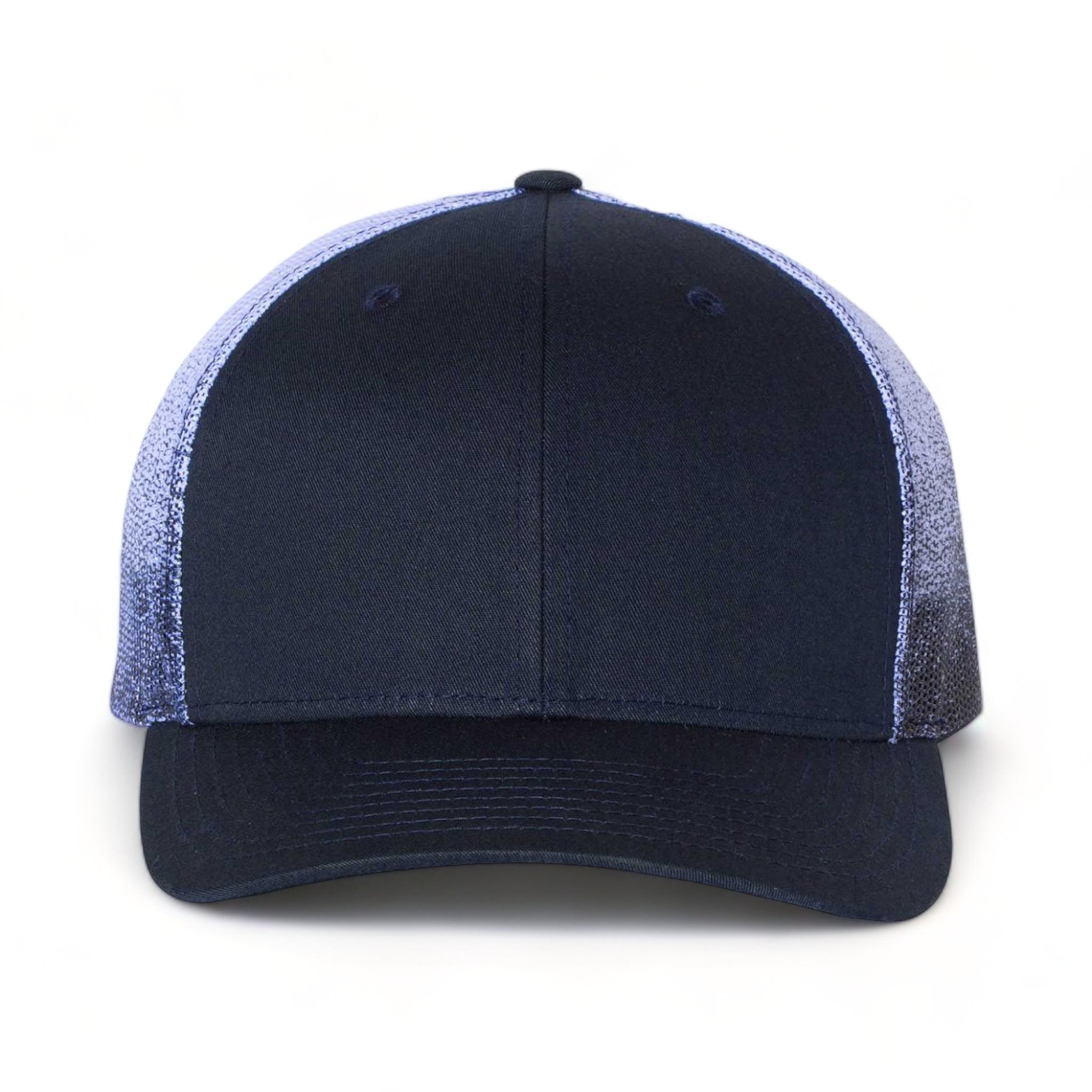 Front view of Richardson 112PM custom hat in navy and navy to white fade