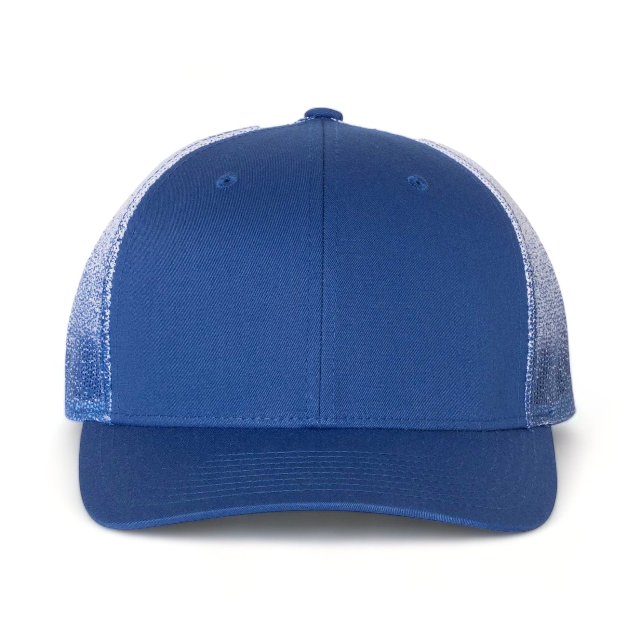 Front view of Richardson 112PM custom hat in royal and royal to white fade