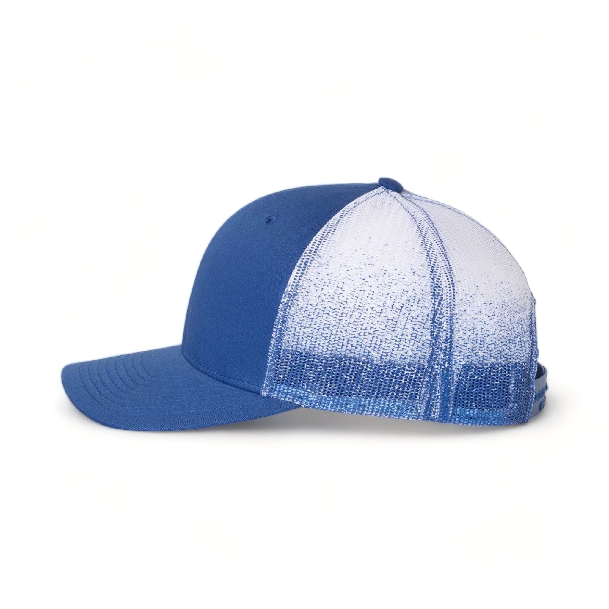 Side view of Richardson 112PM custom hat in royal and royal to white fade