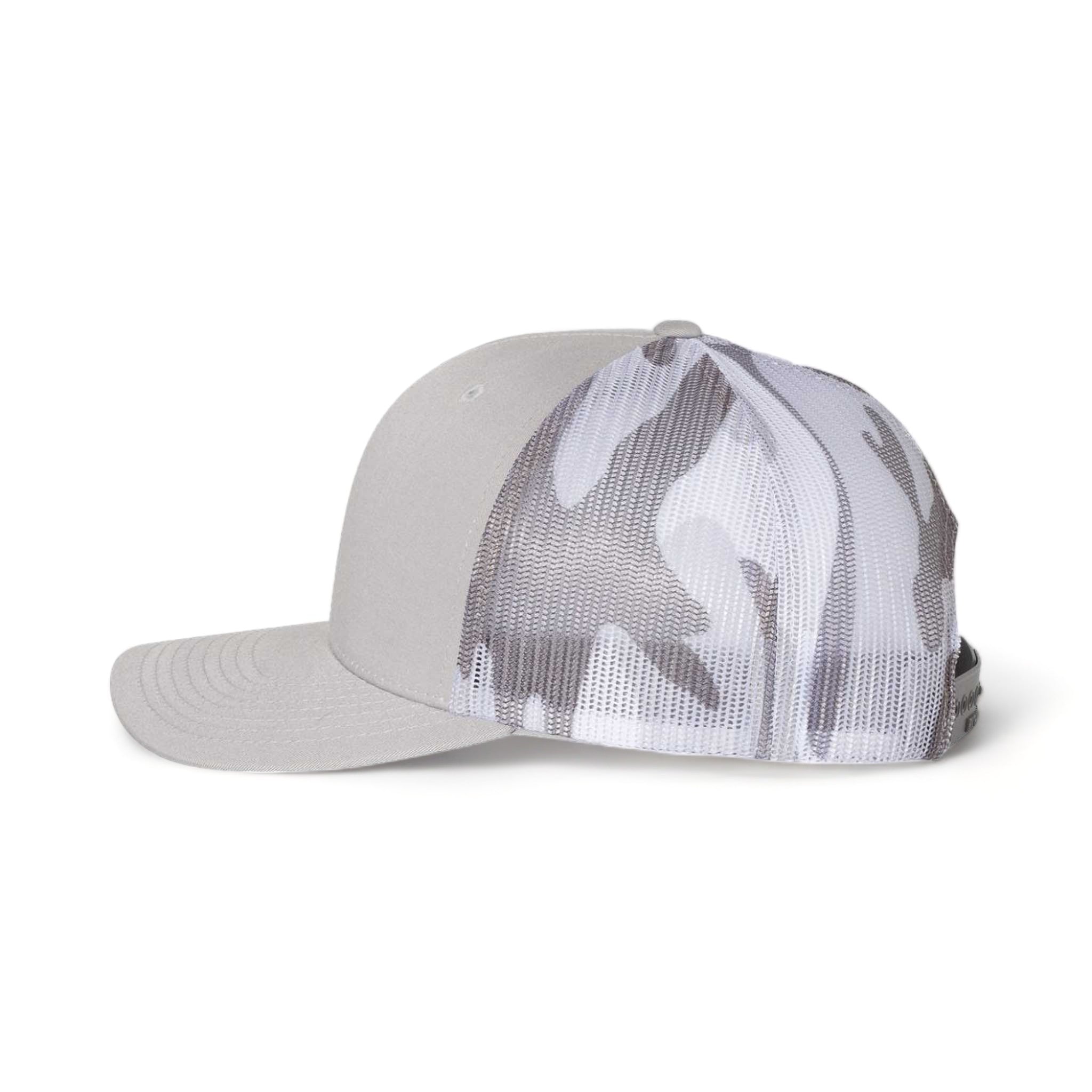Side view of Richardson 112PM custom hat in silver and grey camo