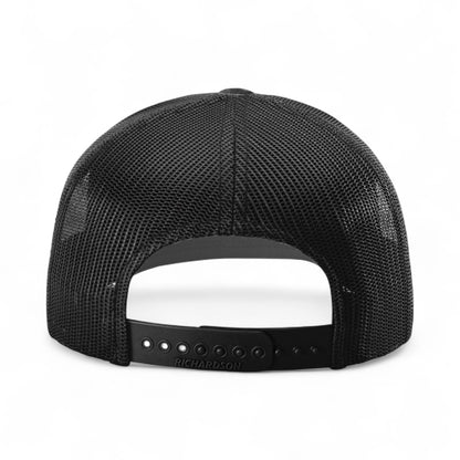 Back view of Richardson 112PT custom hat in multicam black and black