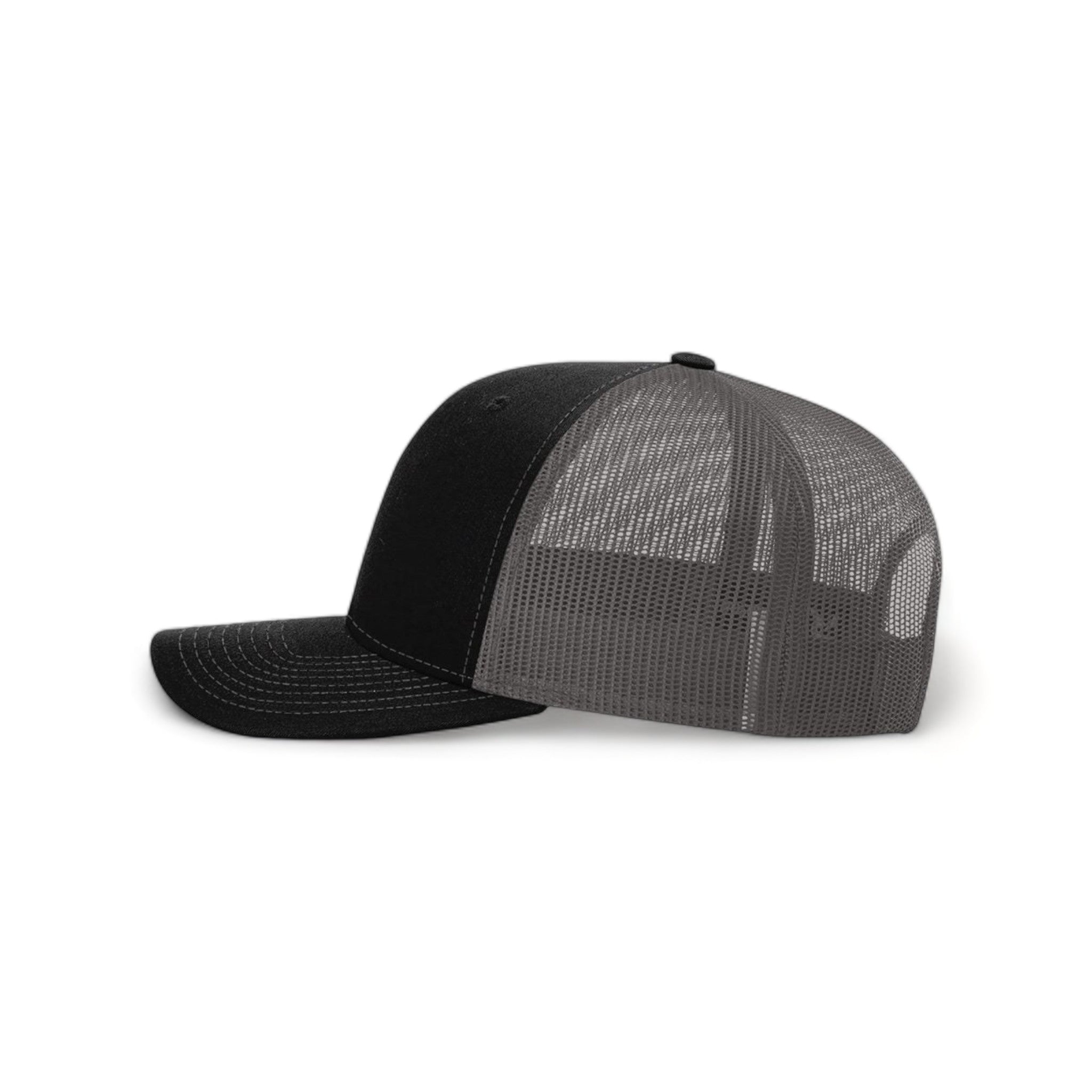 Side view of Richardson 112RE custom hat in black and charcoal