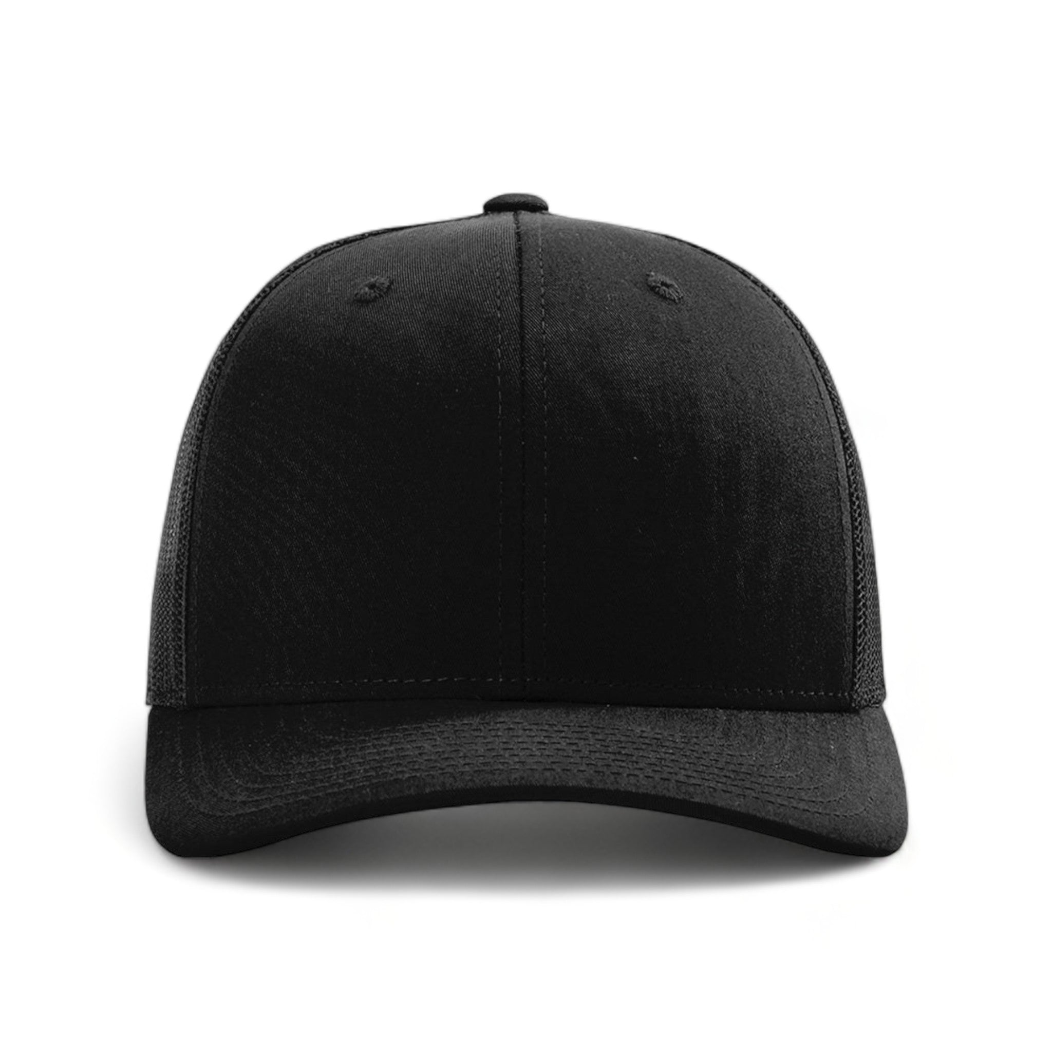 Front view of Richardson 112RE custom hat in black