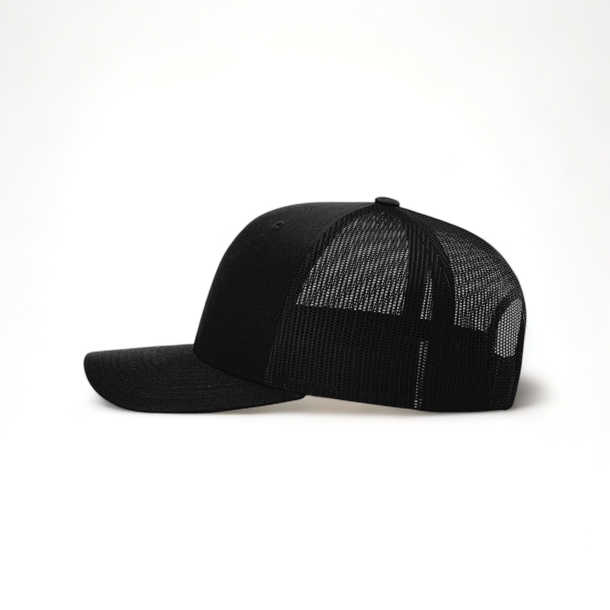 Side view of Richardson 112RE custom hat in black