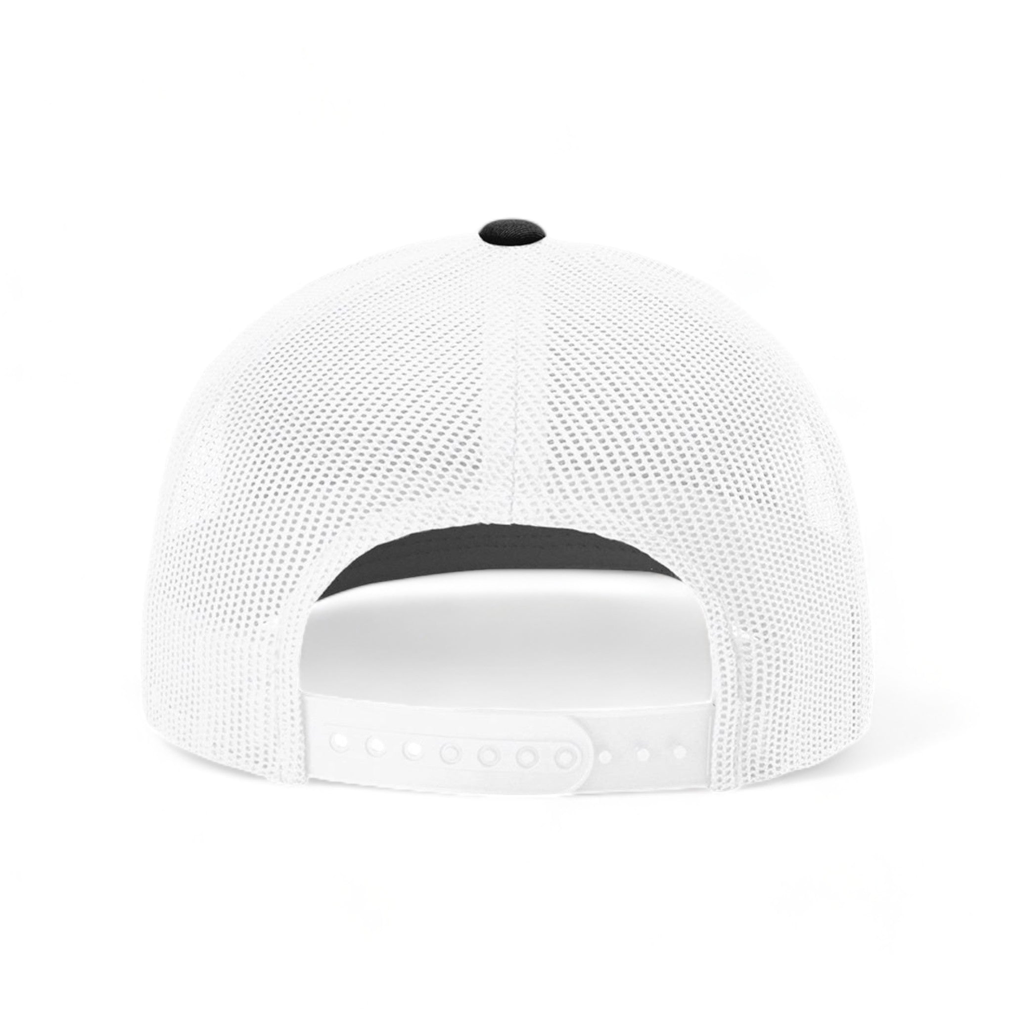 Back view of Richardson 112RE custom hat in black and white