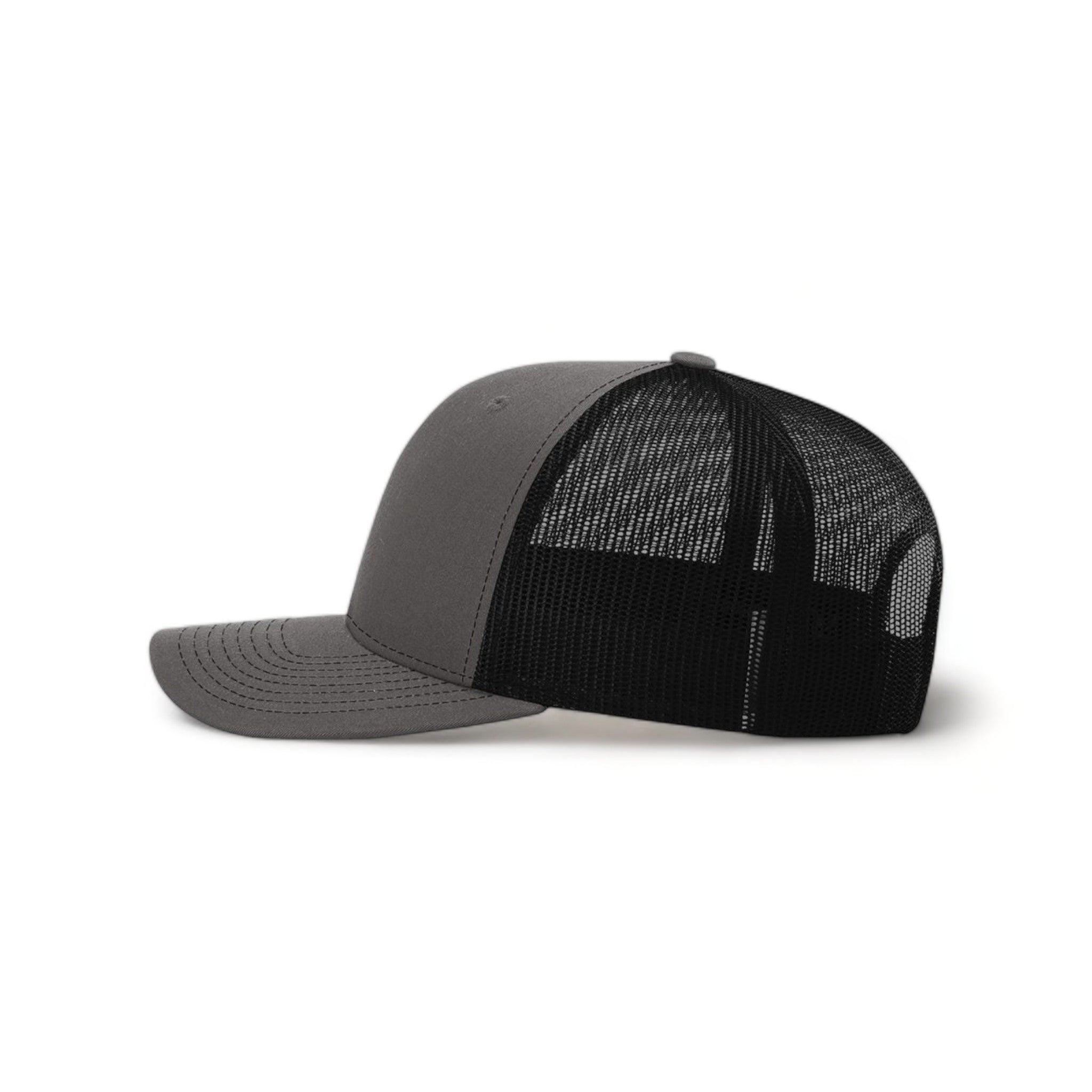 Side view of Richardson 112RE custom hat in charcoal and black
