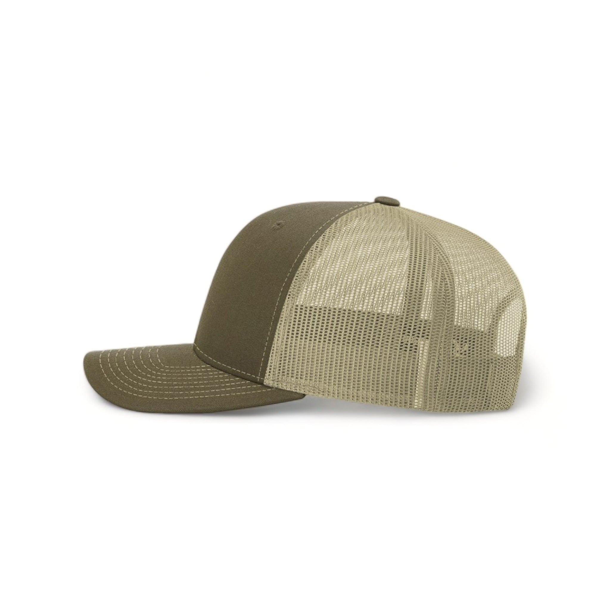 Side view of Richardson 112RE custom hat in loden and khaki