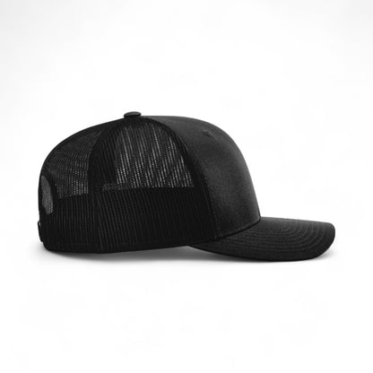 Right side view of Richardson 112RE custom hat in black