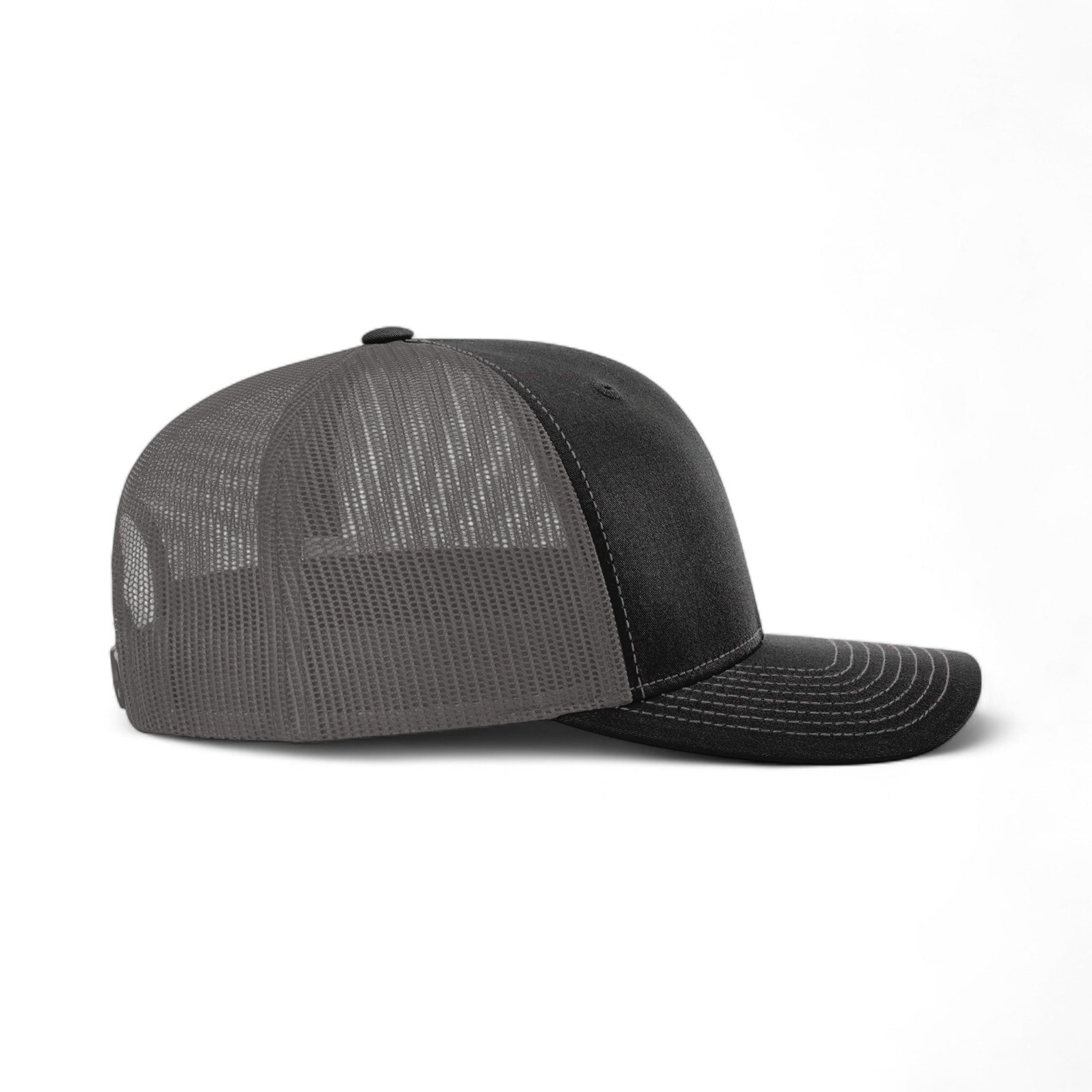 Right side view of Richardson 112RE custom hat in black and charcoal