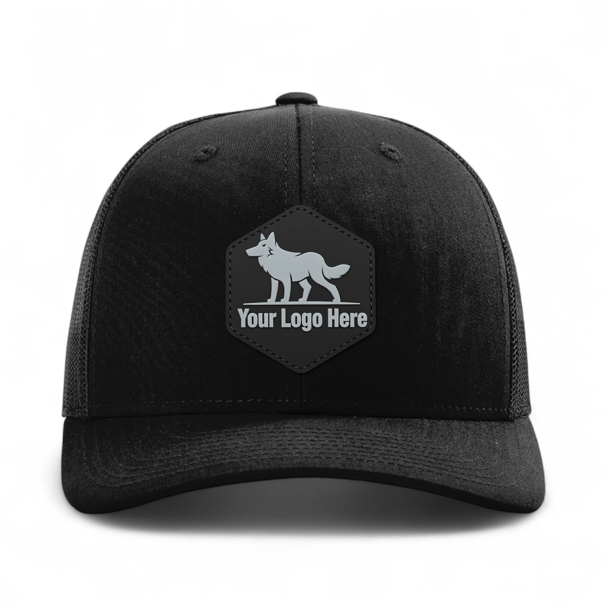 PVC patch preview of Richardson 112RE custom hat in black