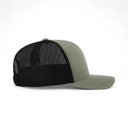 Right side view of Richardson 112RE custom hat in loden and black