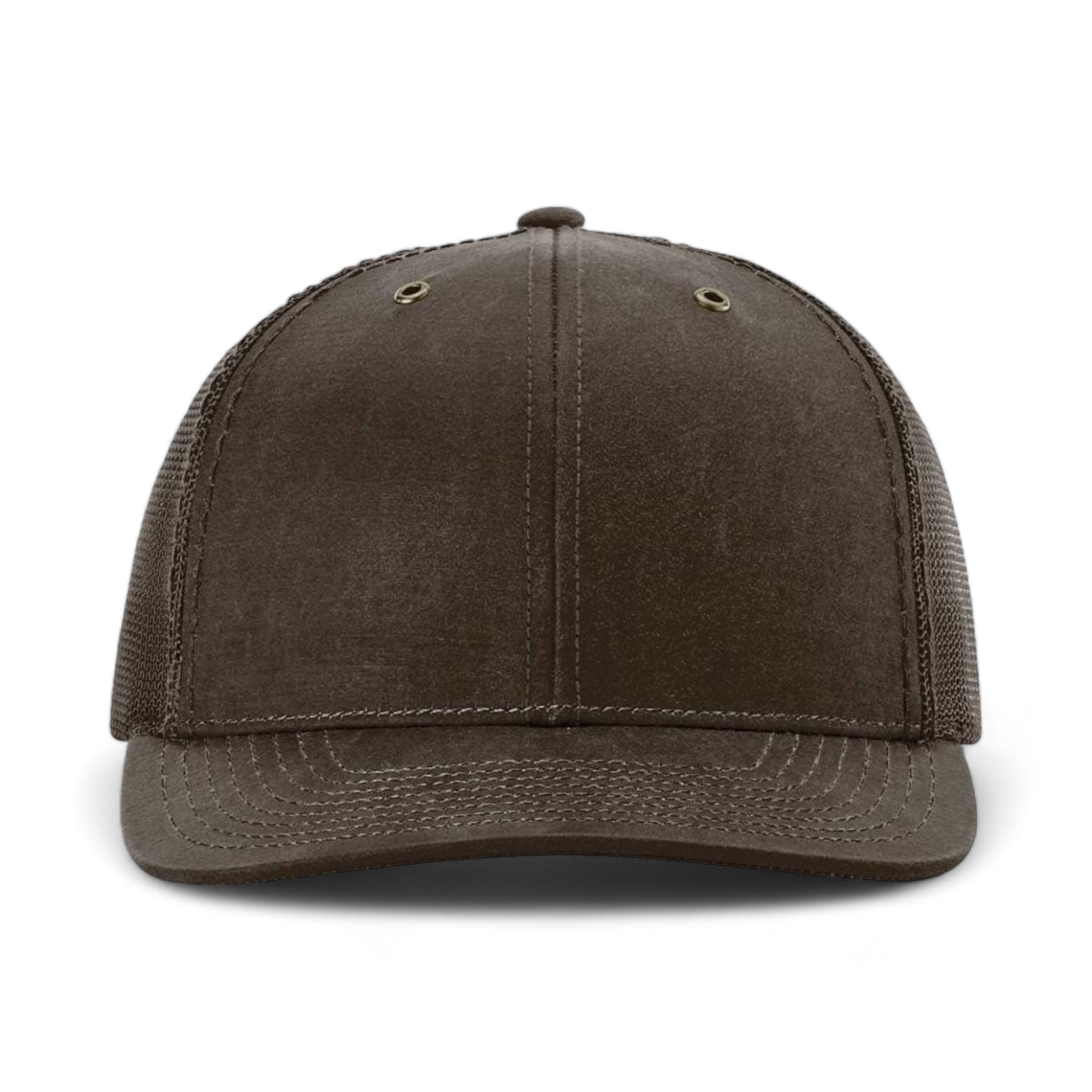 Front view of Richardson 112WF custom hat in brown