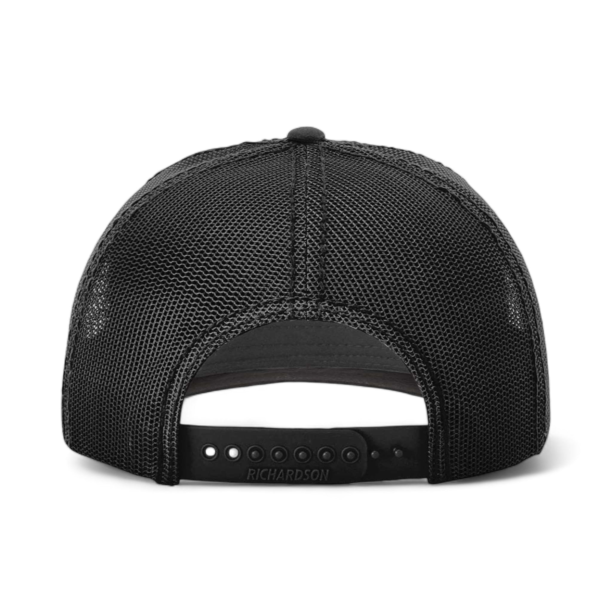 Back view of Richardson 112WF custom hat in charcoal and  black