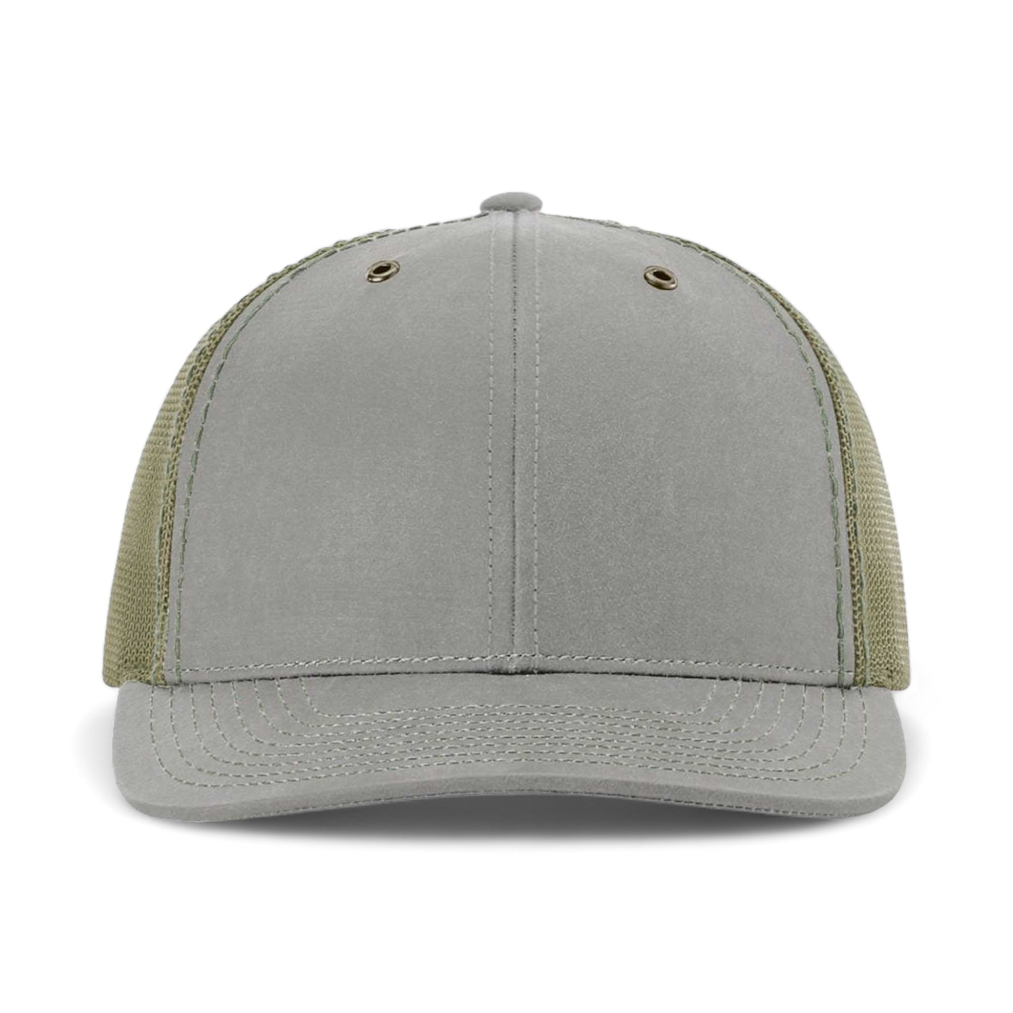 Front view of Richardson 112WF custom hat in khaki and  loden