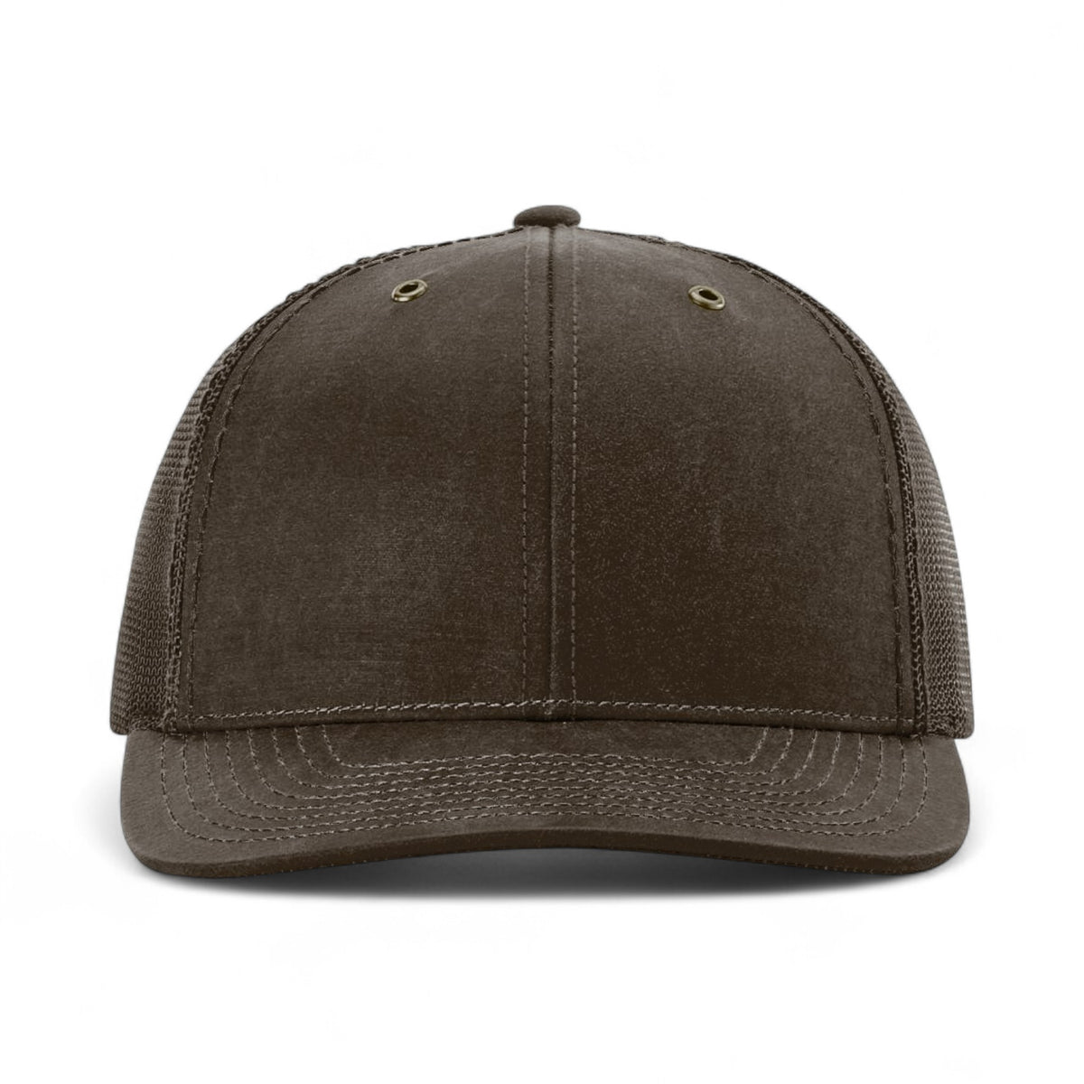 Front view of Richardson 112WF custom hat in brown